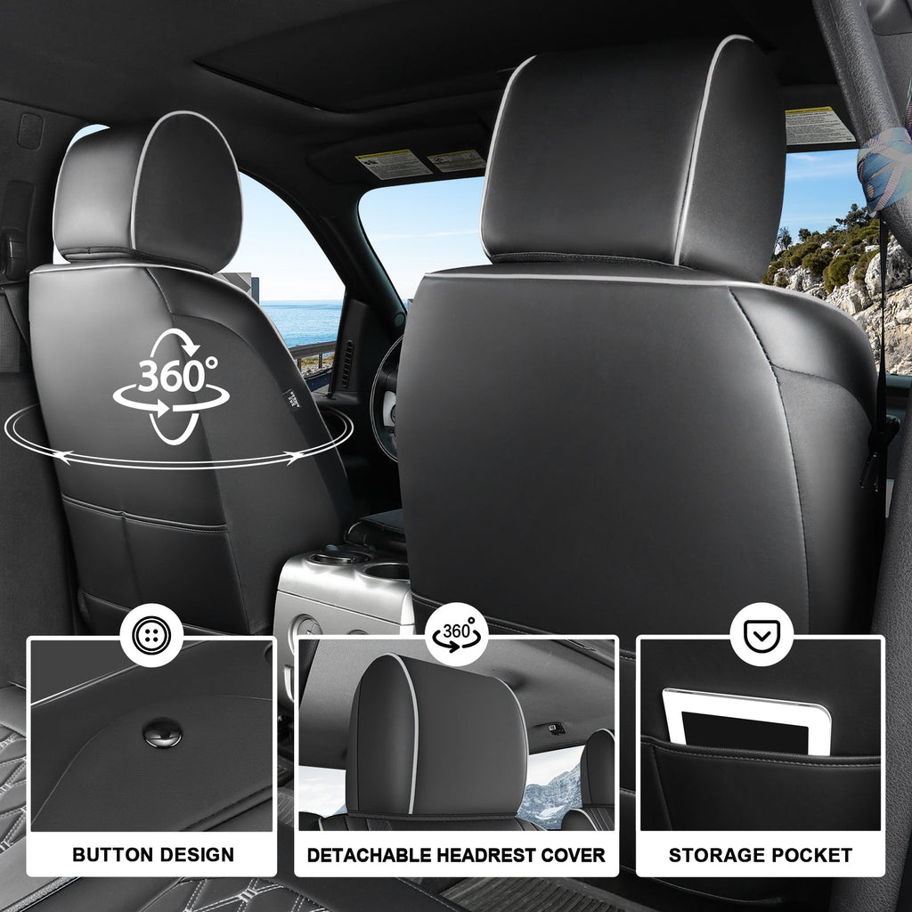 Umbrauto Seat Cover for Chevy Silverado/GMC Sierra 1500 2007-2013&2019-2026,3D Laser-Scan Custom Fit 2500/3500HD 2020-2026 Crew/Double Cab, Nappa Leather, Waterproof, Full Coverage, Airbag Compatible,Gray