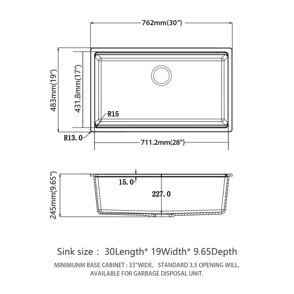 Quartz Kitchen Sink, Granite Composite Workstation Undermount