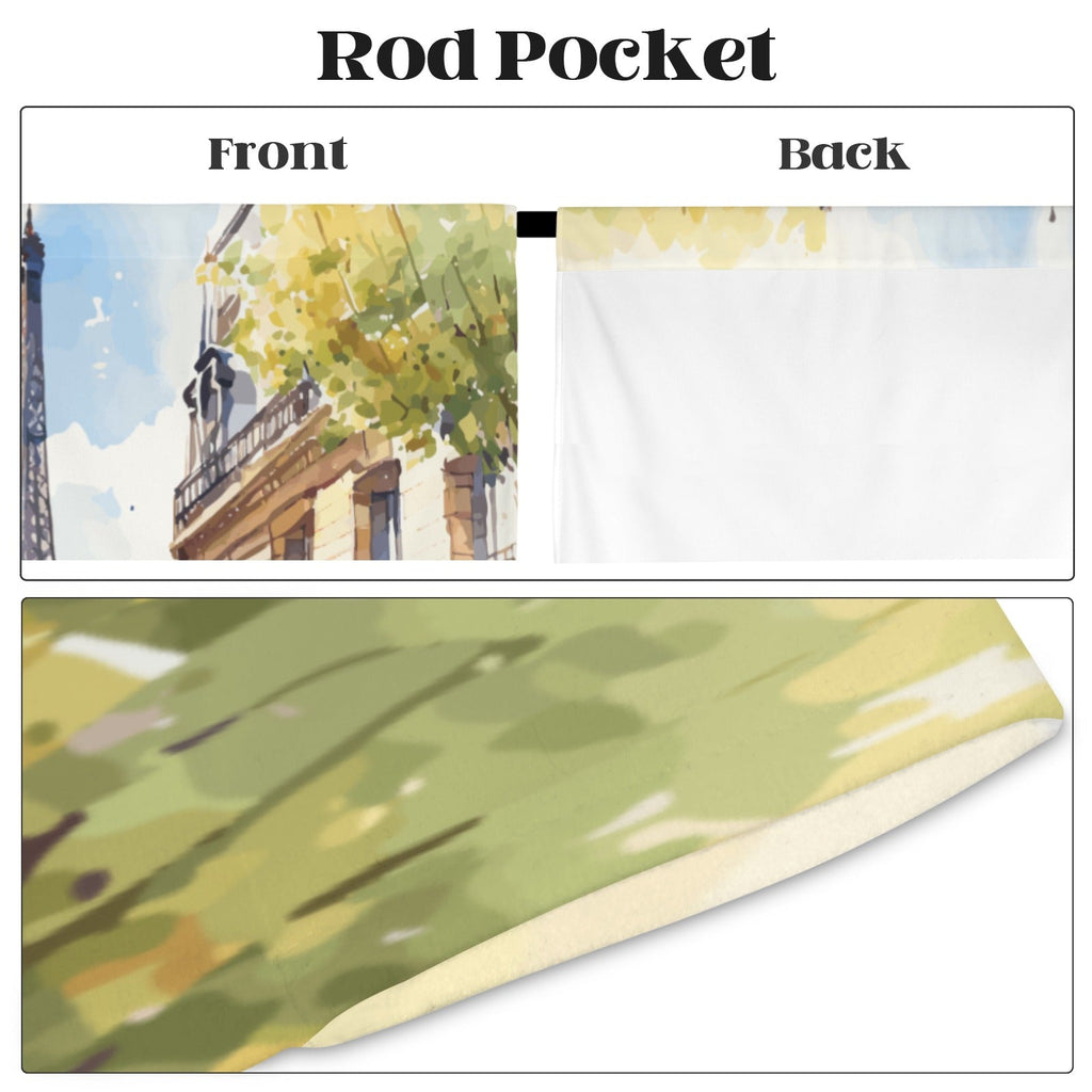 Eiffel Tower Paris France Window Curtains - 52" x 63" (Made in USA)
