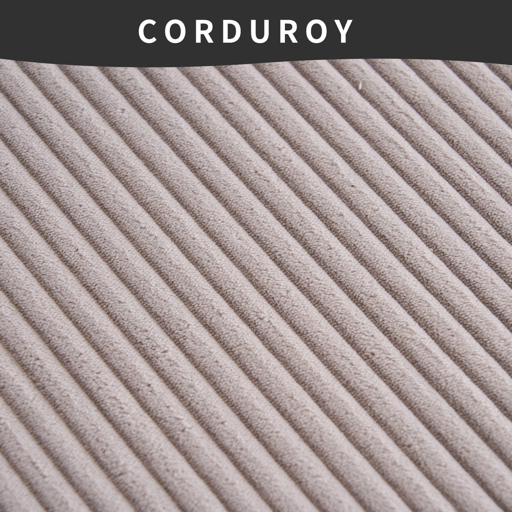 LY-023 LIGHT GREY COMPRESSION SOFA: Combining chaise longue with 3-seater, Corduroy Fabric, full sponge compression sofa,combined sofa with 4 pillows for living/ Home Furniture/ Apartment