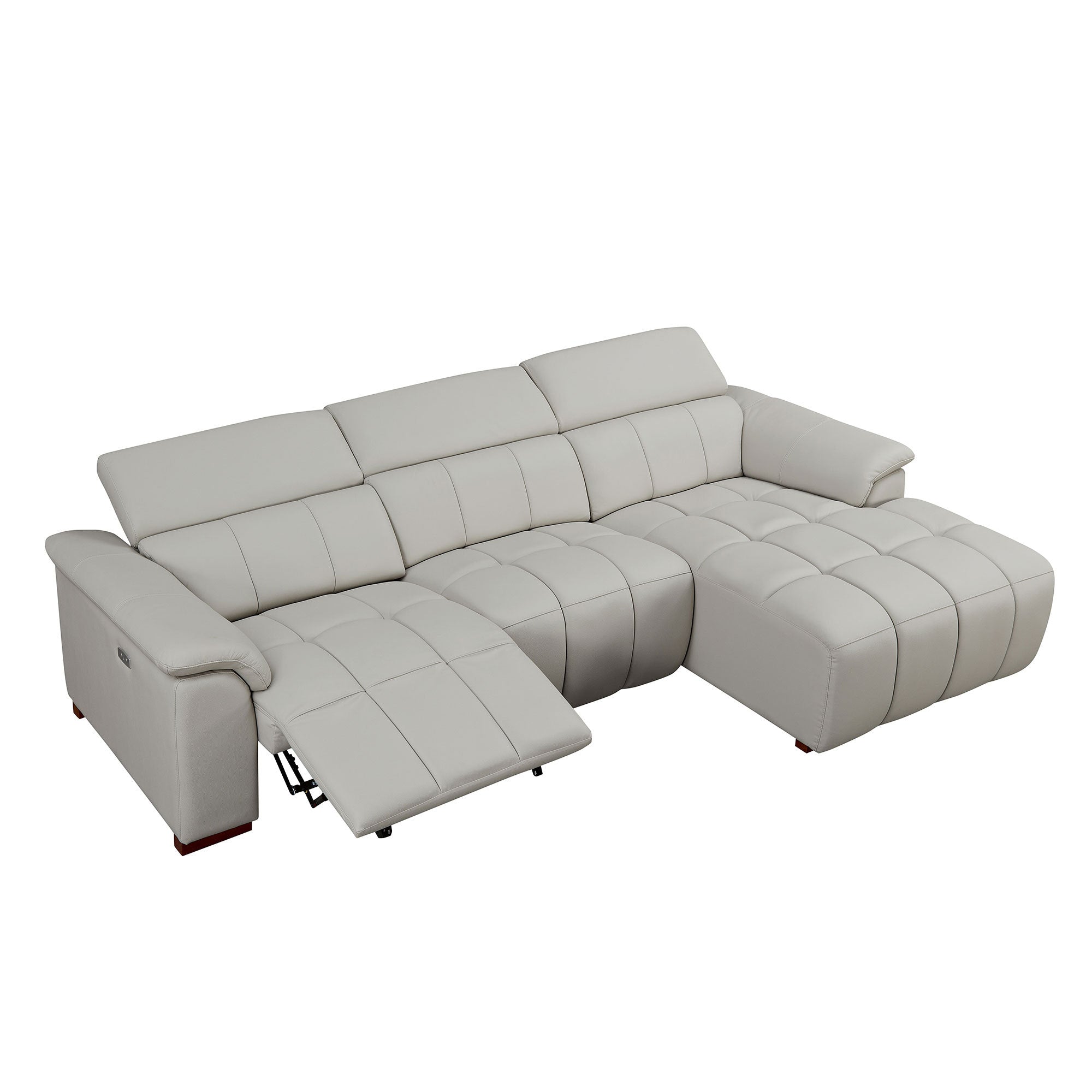 Wall-Hugger Reclining Sofa Modern Electric Control Genuine Leather L Shaped Couch,Lounge Seat Theater Seating Furniture with USB Port, Sofa with Headrest & Footrest for Living Room,Apartment,Office