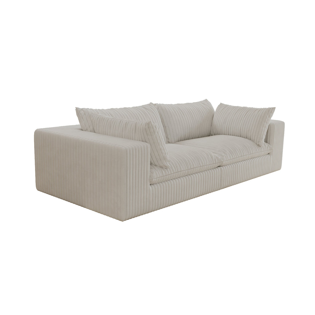 39.8' Cloud Sofa,Corduroy Fabric,Deep Seat Couches,Double-layer design,Removable  Cushion,No Assembly, DIY Combination for Living room, Bedroom,Conference room ,Apartment,White
