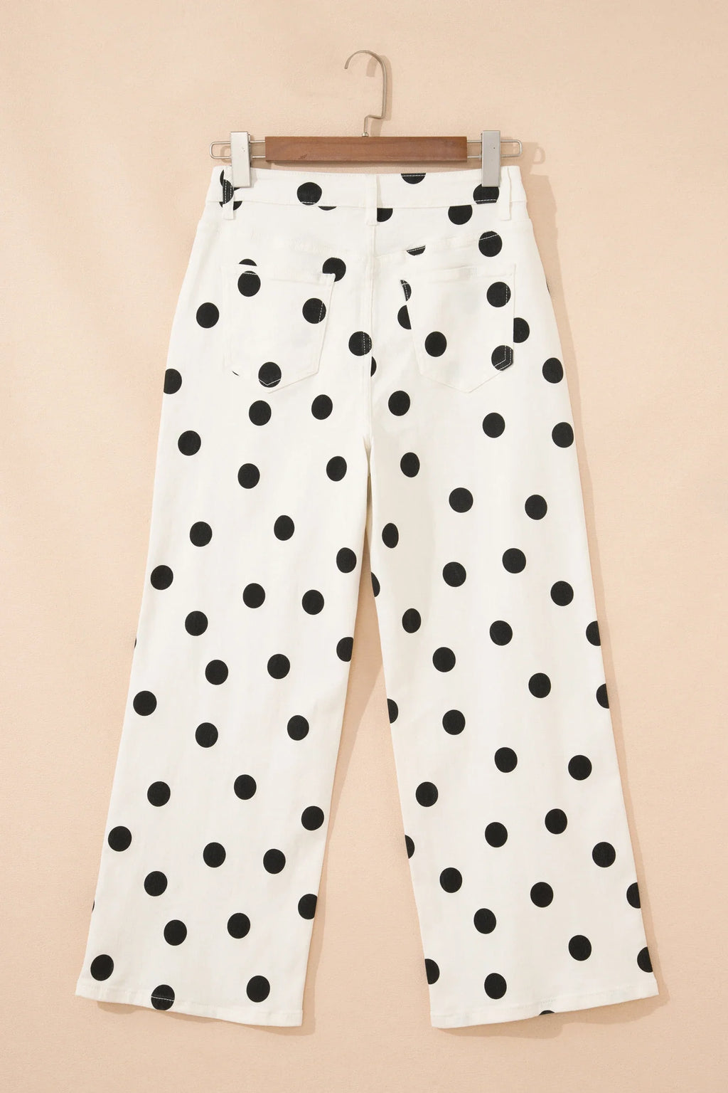 Polka Dot Wide Leg Ankle Length Jeans
