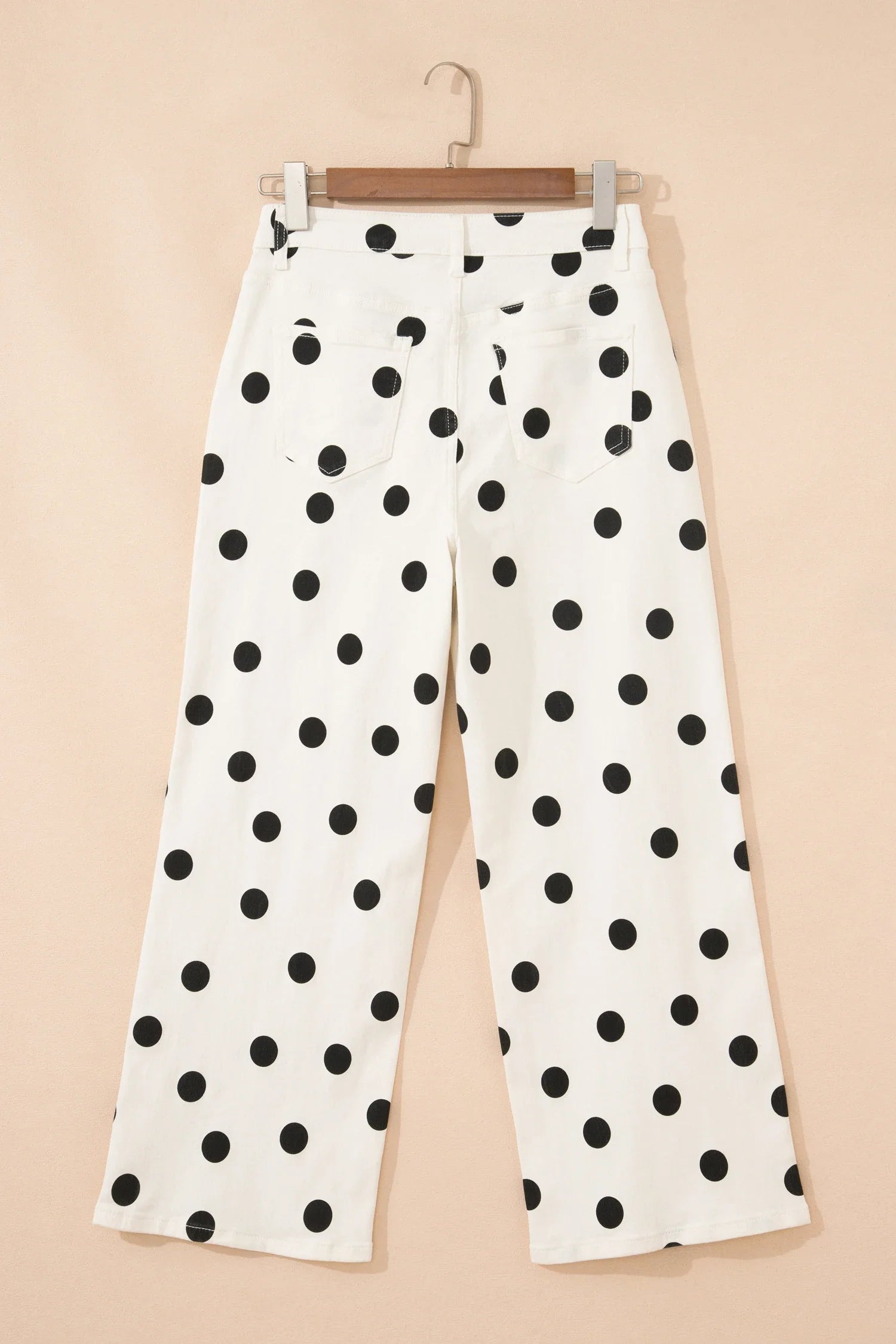 Polka Dot Wide Leg Ankle Length Jeans