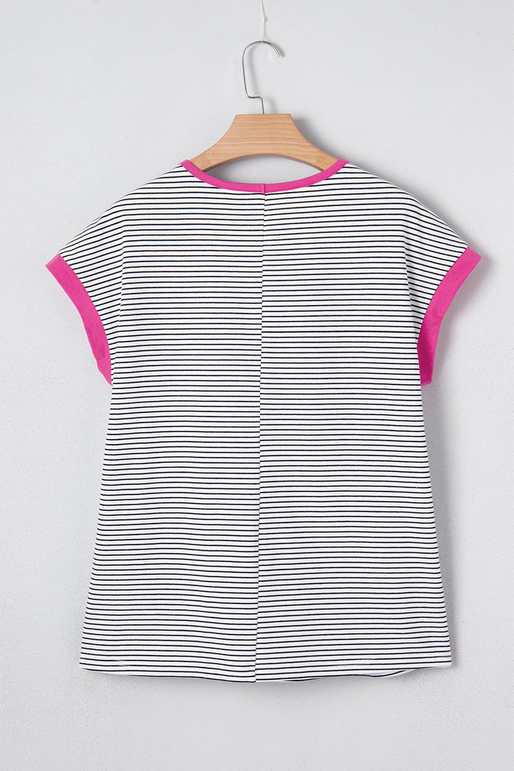 Stripe Contrast Trim Round Neck Summer Shirt