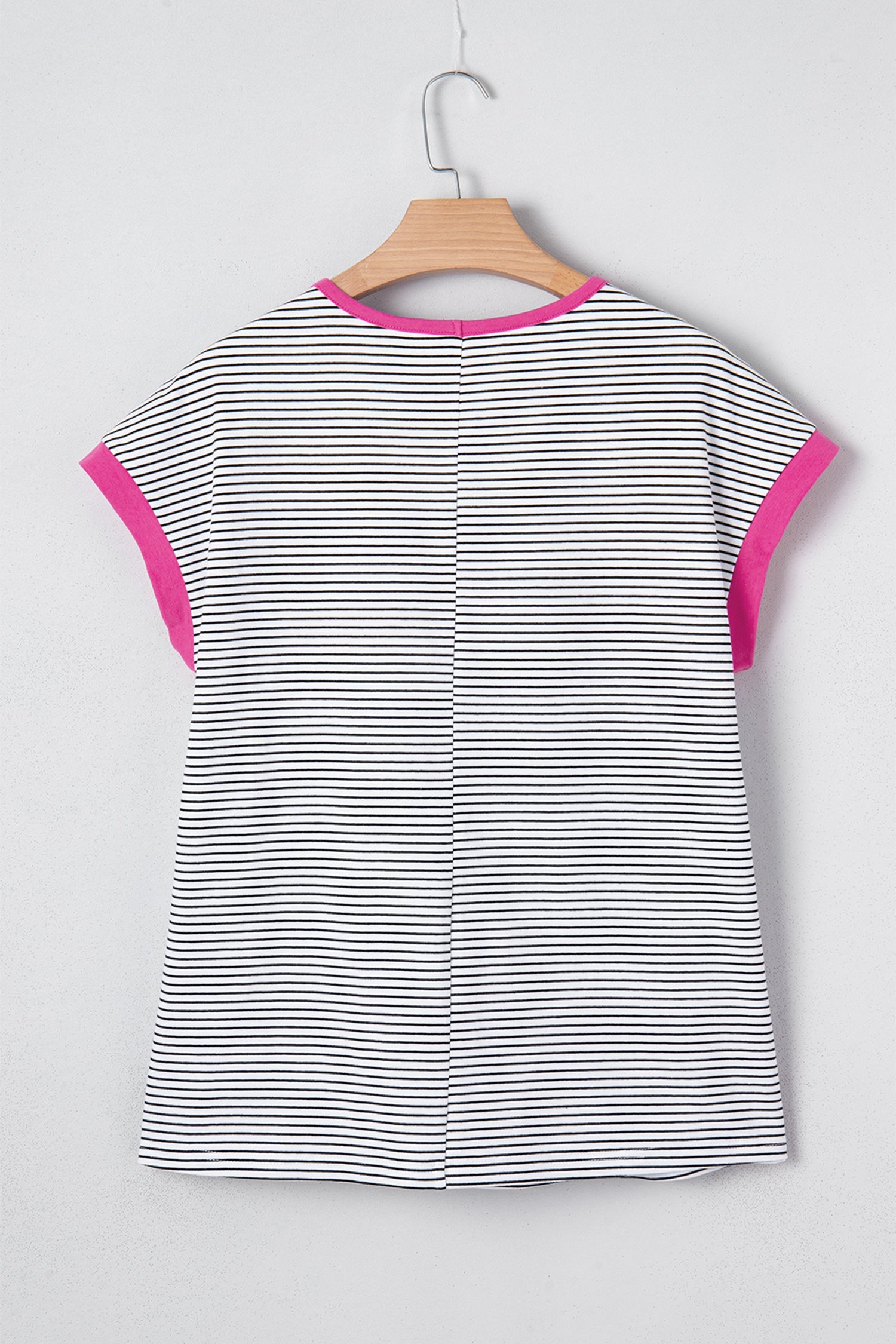 Stripe Contrast Trim Round Neck Summer Shirt