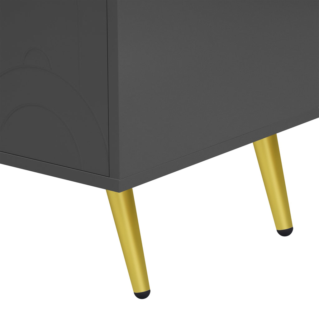 U-Can Modern TV Stand for TVs up to 55 Inches, Entertainment Center Media Console,Adjustable Shelf, Metal Legs, Handles and Anti-tip Device for Living room