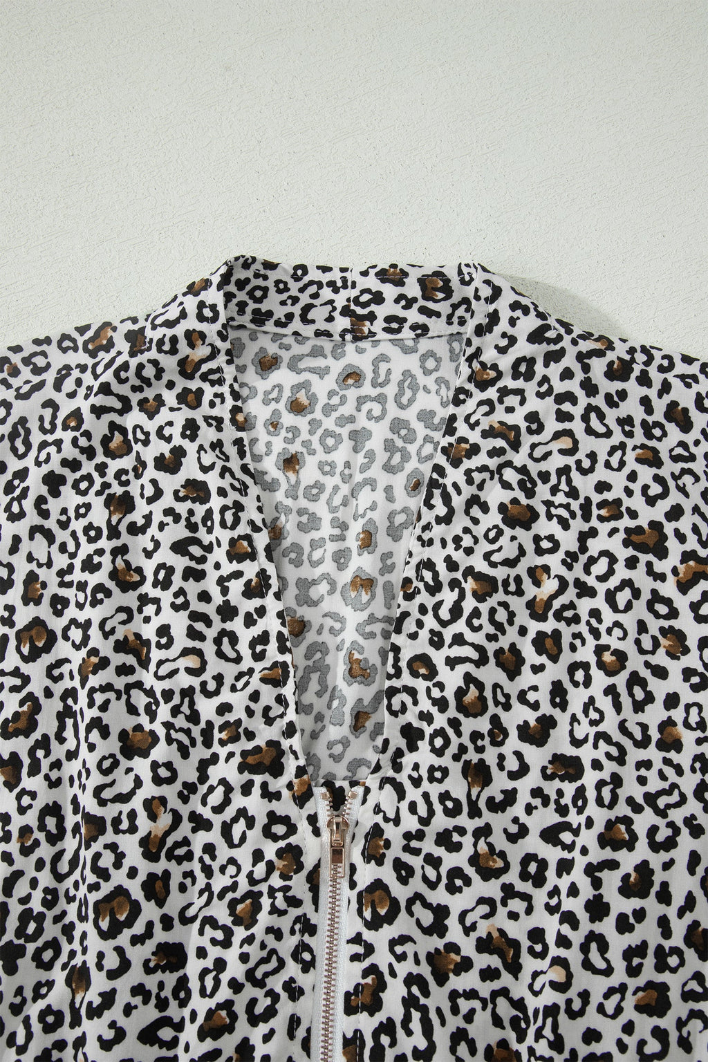 Leopard Zip Up V-Neck Cinched Waist Maxi Dress