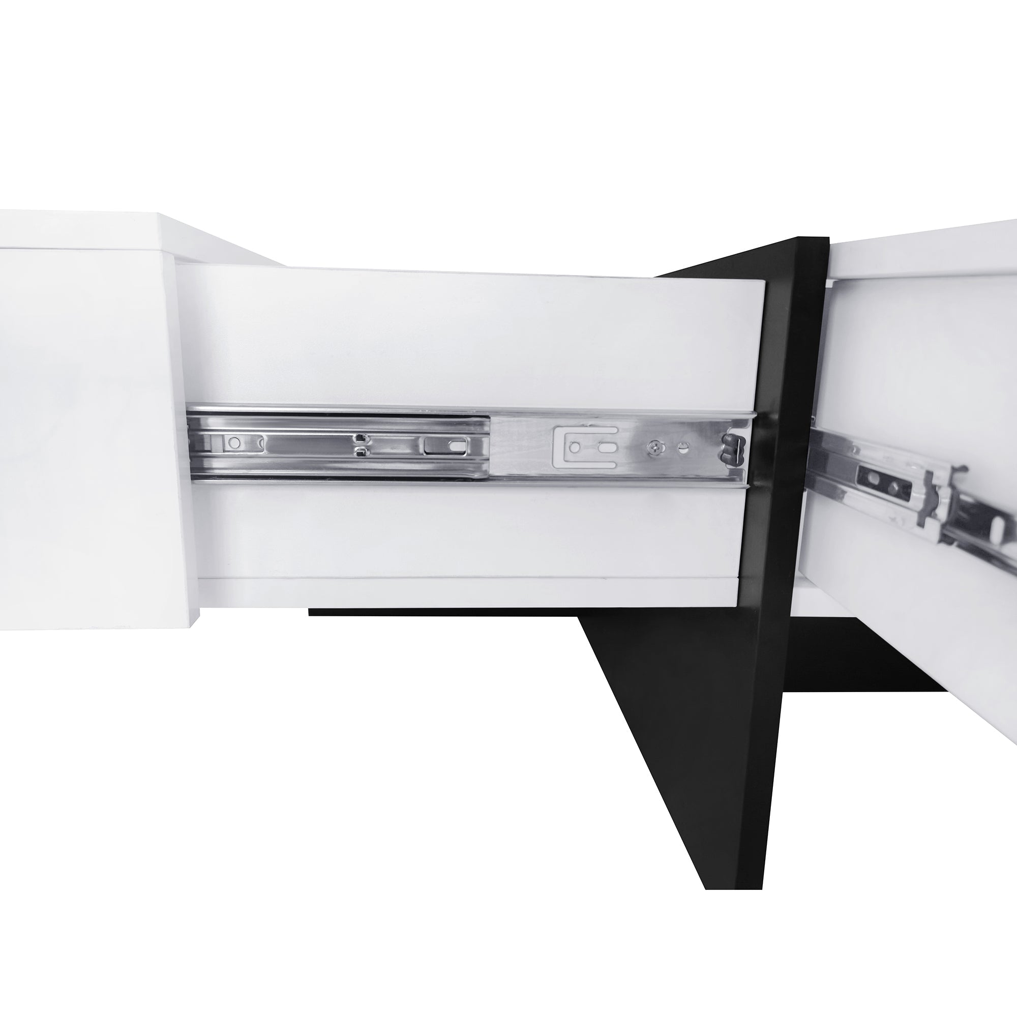 ON-TREND Unique Design Coffee Table with 4 Hidden Storage Compartments, Square Cocktail Table with Extendable Sliding Tabletop, UV High-gloss Design Center Table for Living Room, 31.5'x 31.5'