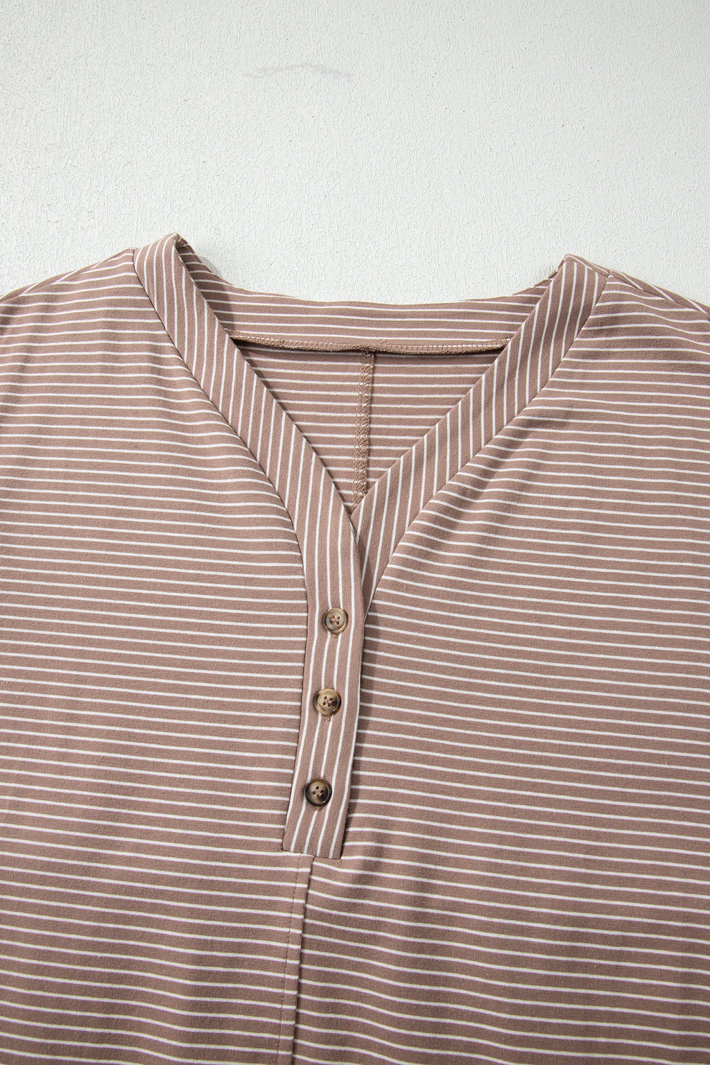 Stripe Buttoned V-Neck T-Shirt