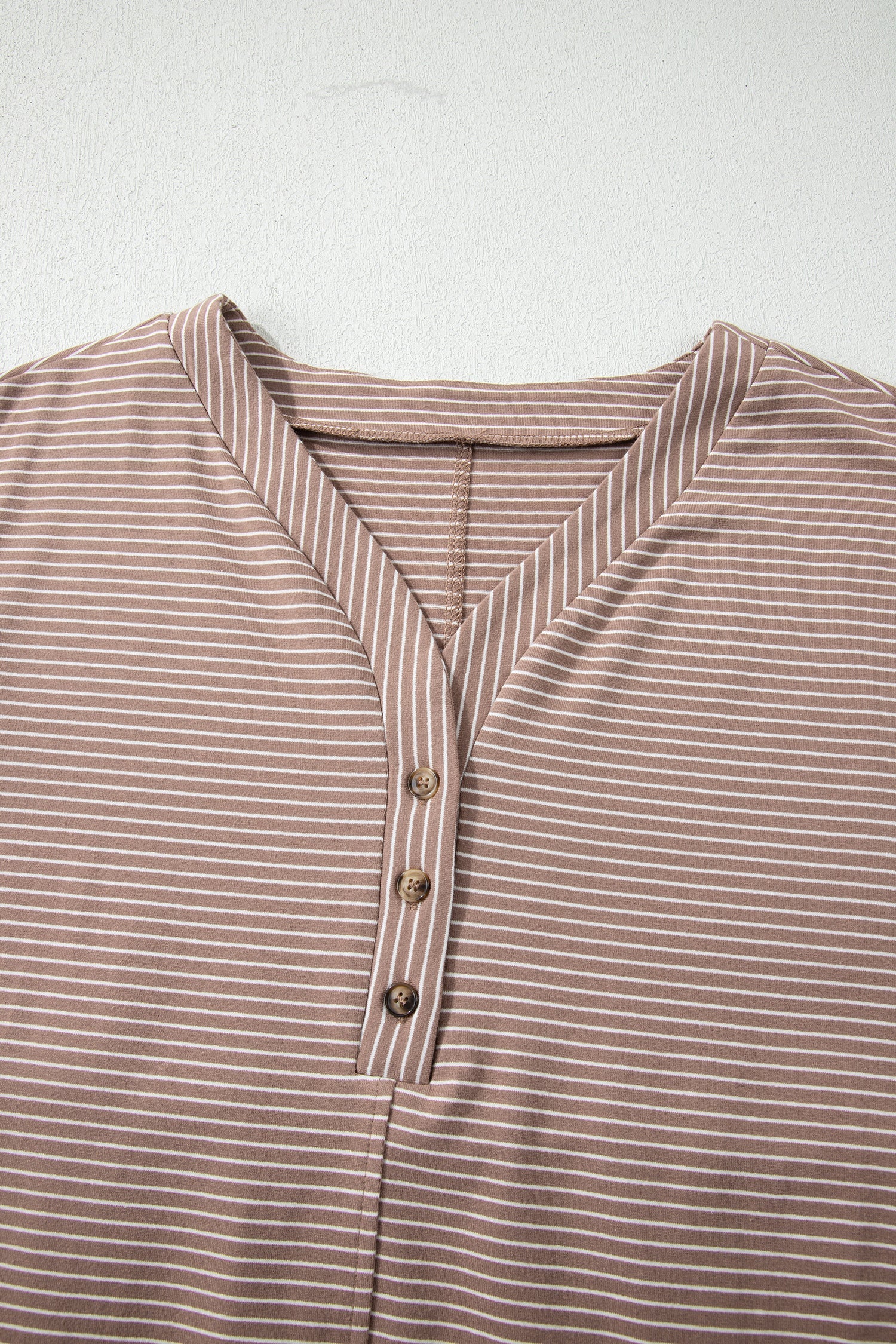 Stripe Buttoned V-Neck T-Shirt