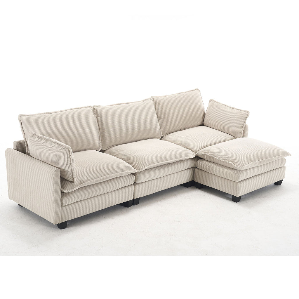 [VIDEO provided][New]Oversized Modular Sofa ,  Velvet Large U-Shaped Couch Comfy Upholstered 4-Seat Sofa with 2 Ottoman,2 Lumbar Pillow, Deep Seat Couch for Living Room