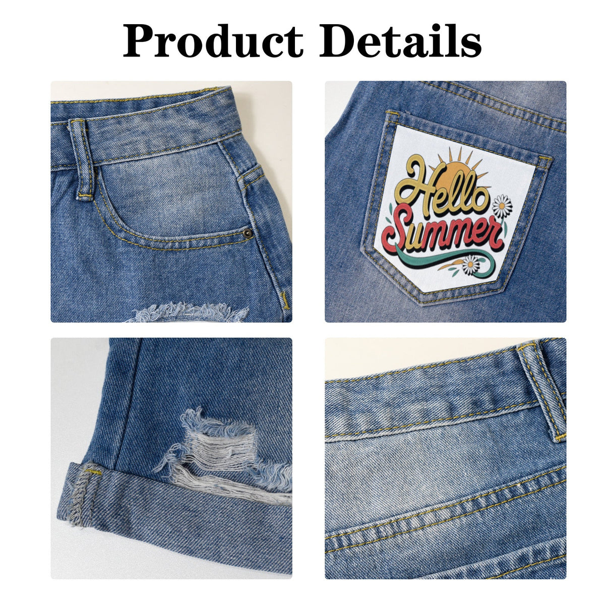 Beach Babe Light Blue Denim Shorts with Dual Pockets Design