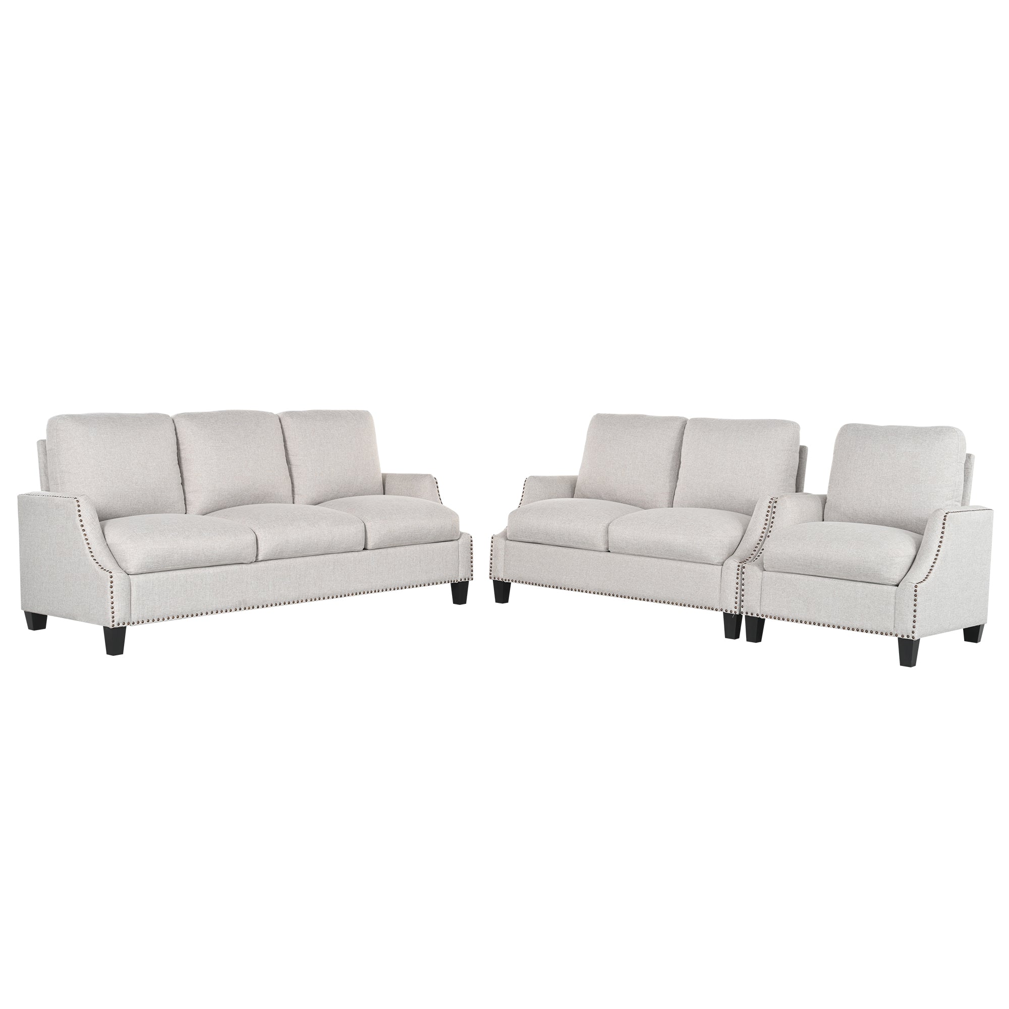 3 Piece Living Room Sofa Sets, Sectional Couch and Loveseat and Armchair Set, Modern 3 Seater Sofa + 2 Seater Couch+ Accent Chair Furniture Set for Apartment