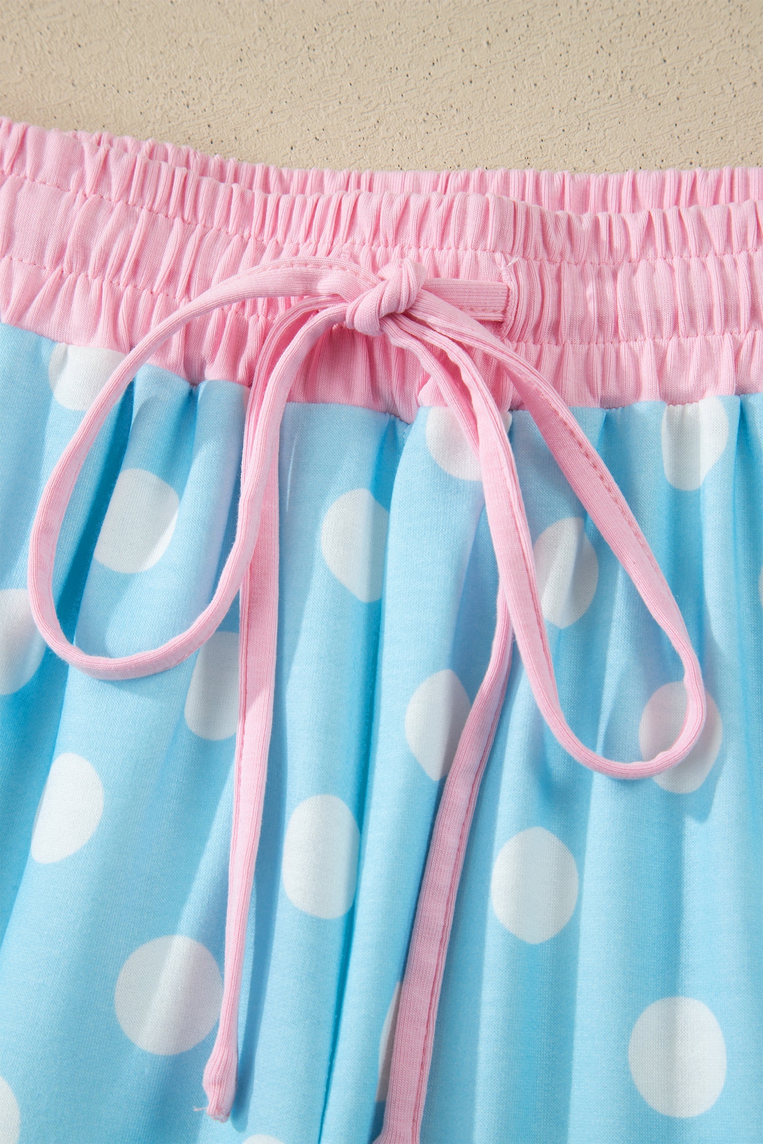 Polka Dot Short Sleeve Top & Drawning Pants Set