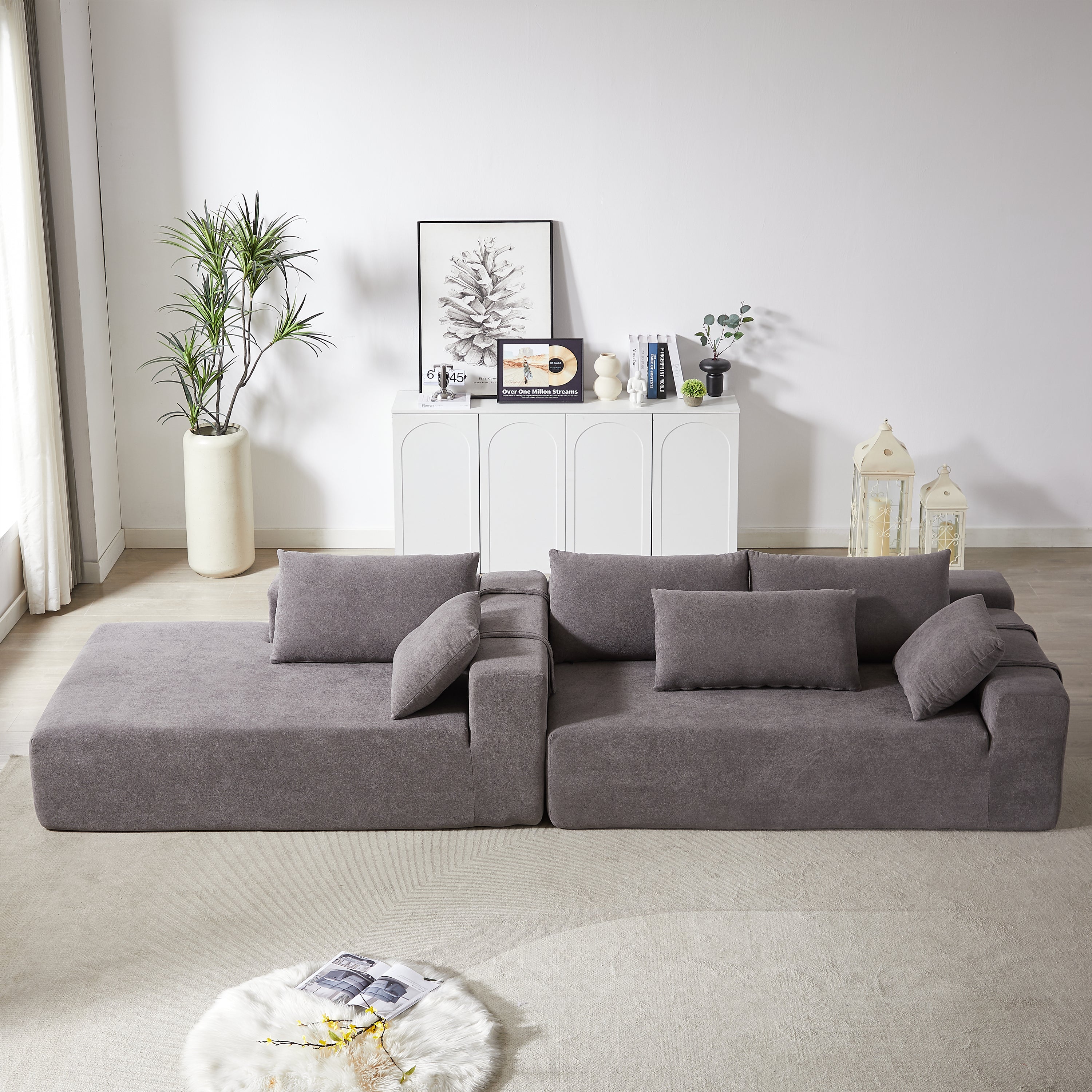 Modern Chenille Upholstered Sectional Sofa Couch Set,Modular 108' L Shaped Sectional Living Room Sofa Set With 6 Pillows,Free Combination Sofa Couch for Living Room,Bedroom(Left Chaise)W834P240001