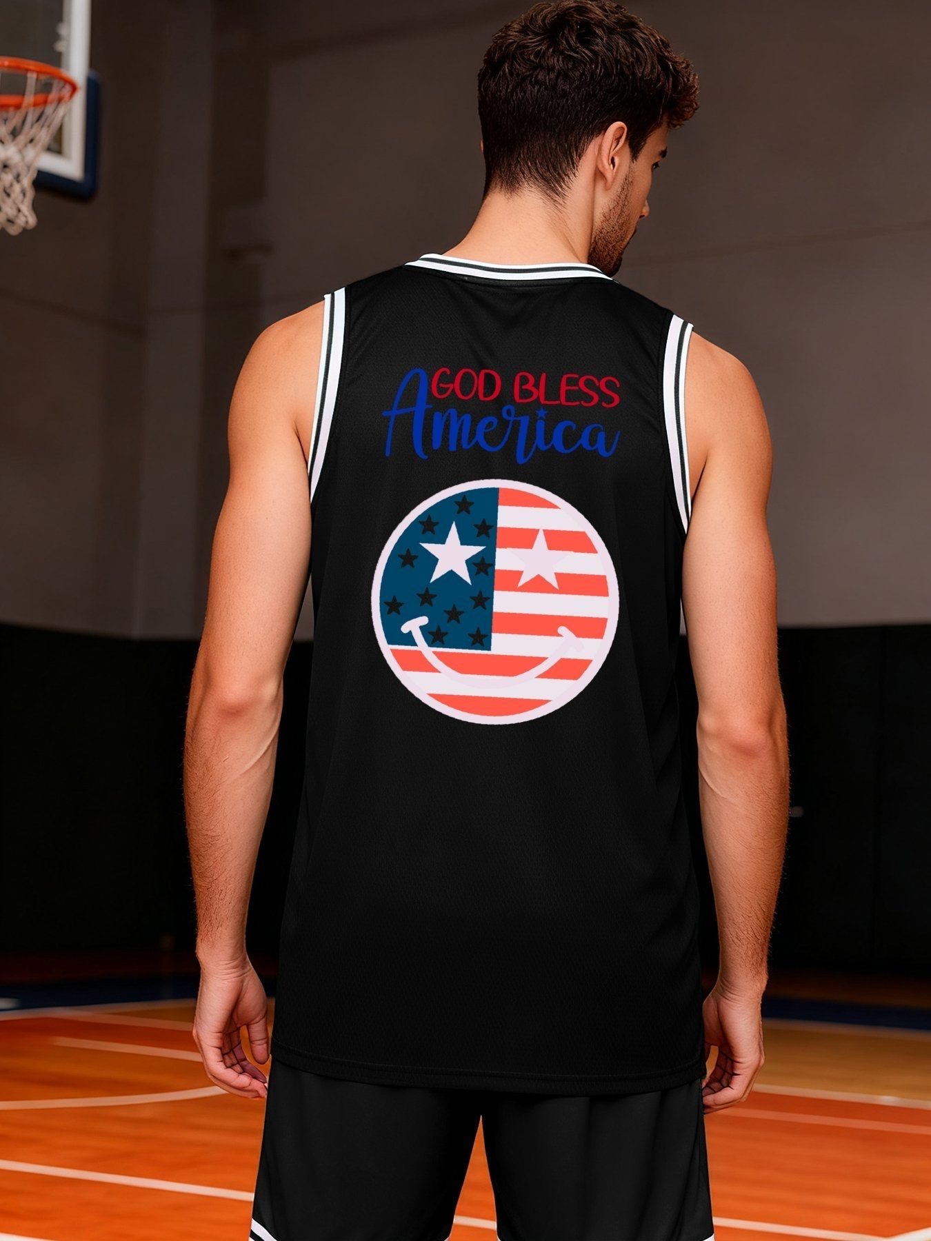 God Bless America Adult Black Basketball Jersey | Ships From USA