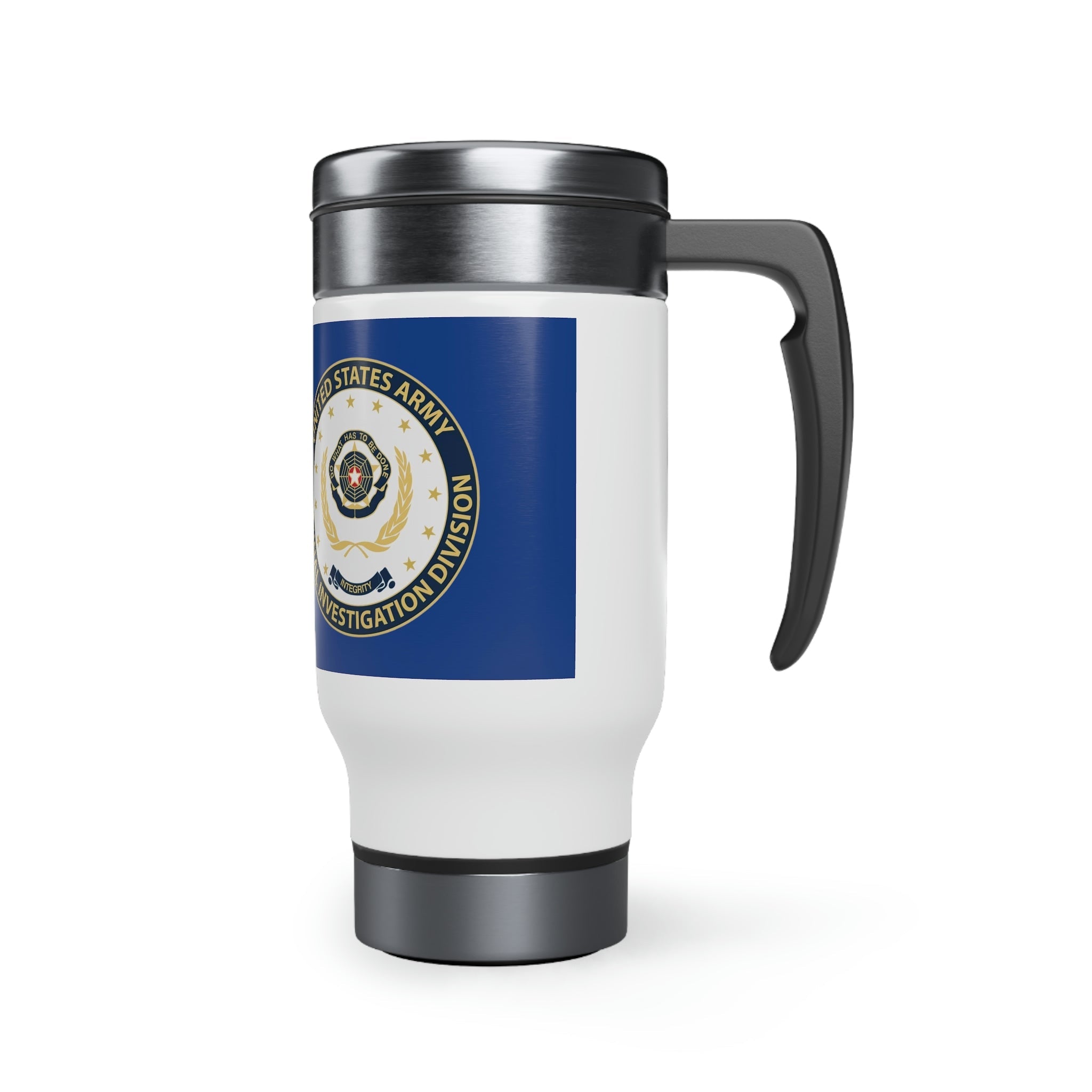 Army CID Badge and Seal - Stainless Steel Travel Mug with Handle, 14oz