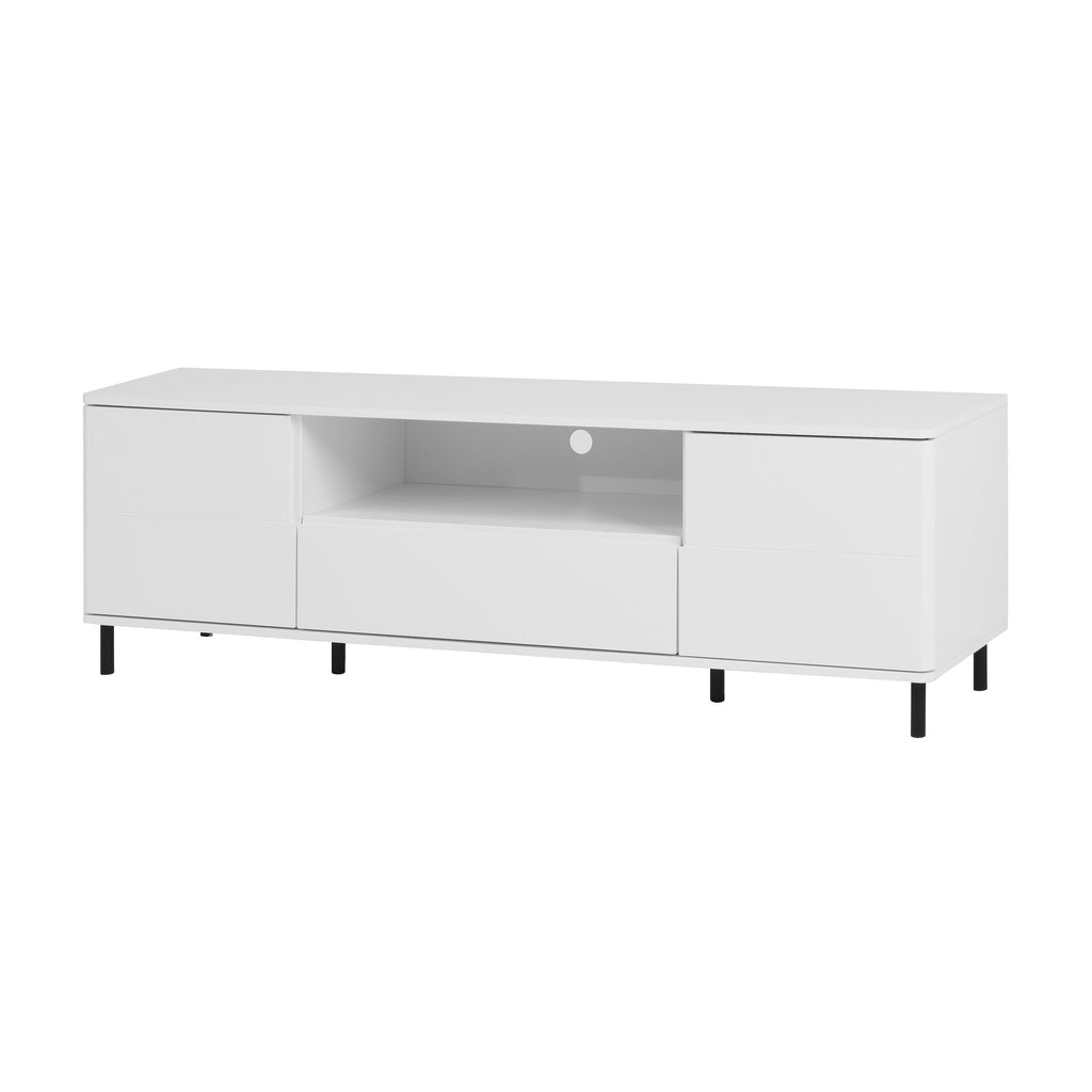 High Gloss Panel Modern TV Console, TV Stand, Entertainment Center with Storage Shelves,TV Cabinet for Living Room, Bedroom, Cloud White 63x15.74x19.68 inch