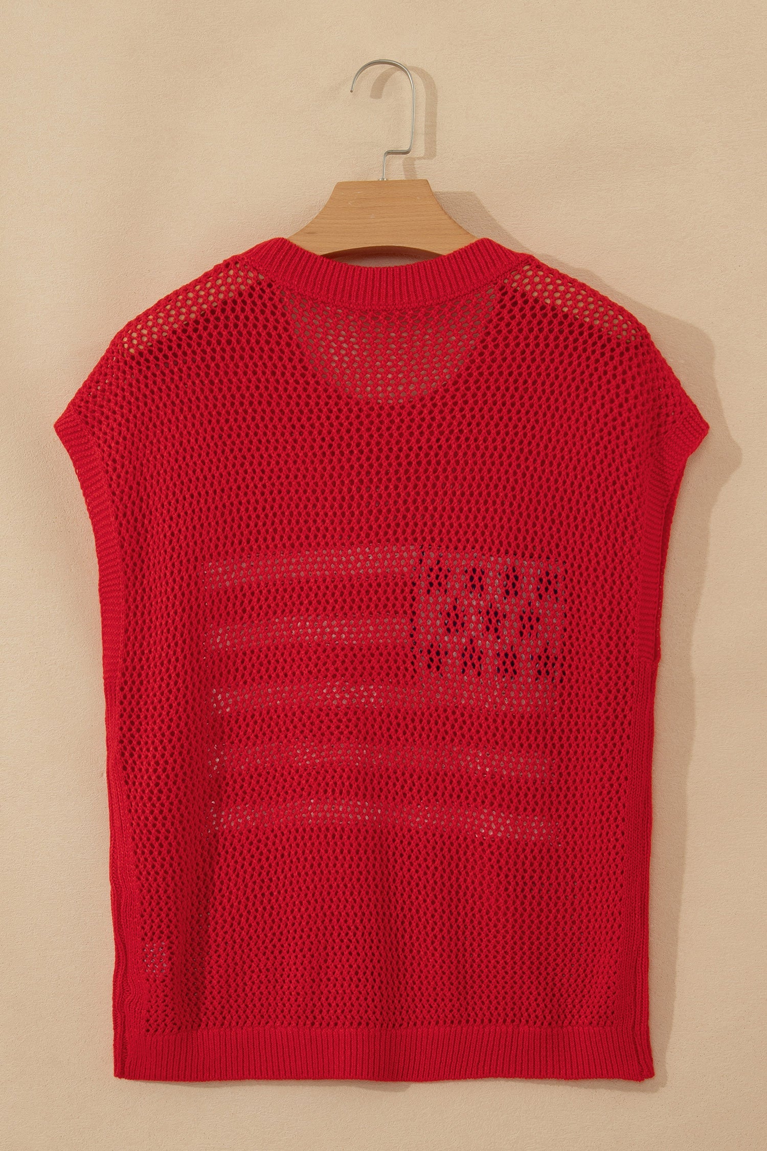 USA Flag Crochet Short Sleeve Sweater Top