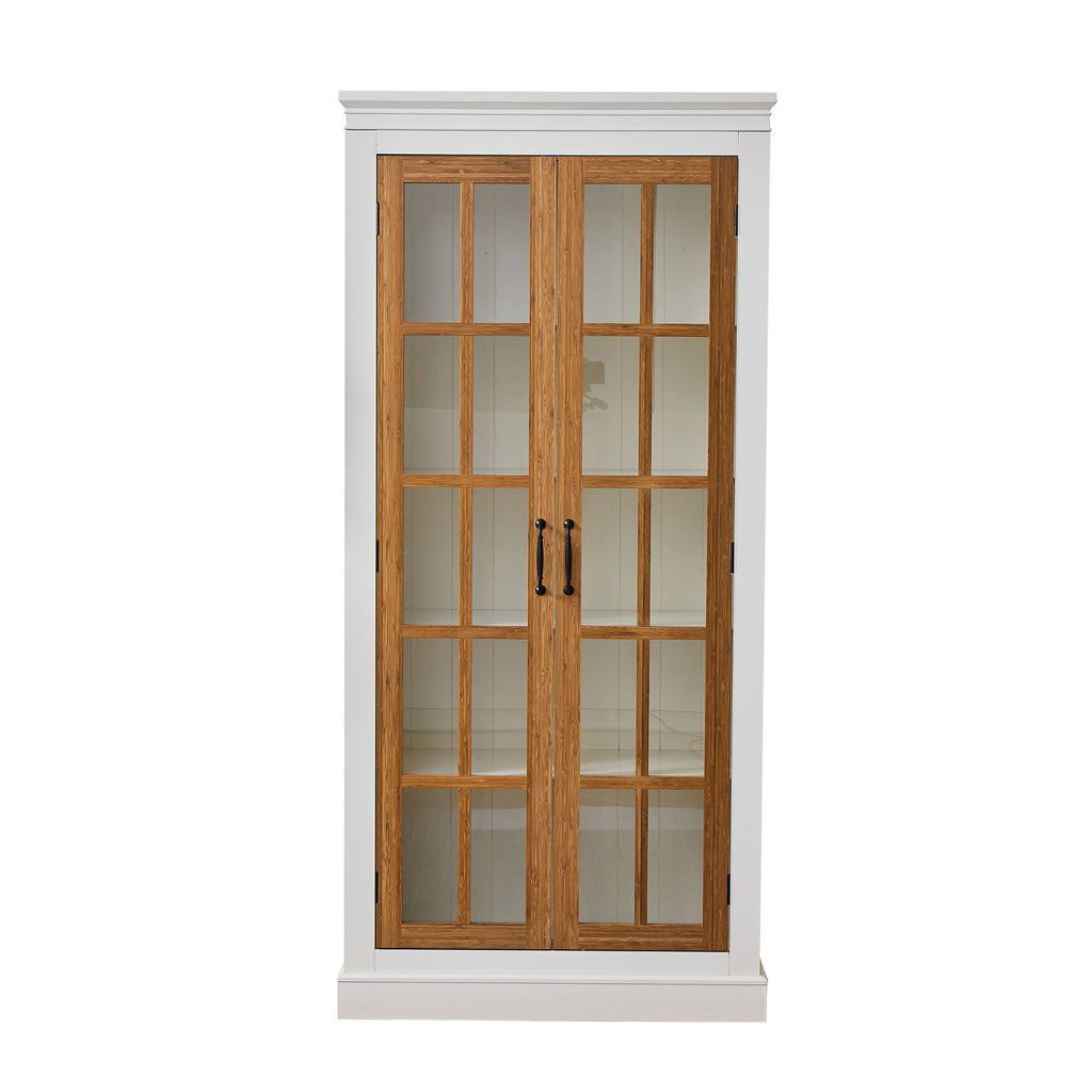 Rustic Style Display Cabinet With Glass Doors For Collectibles