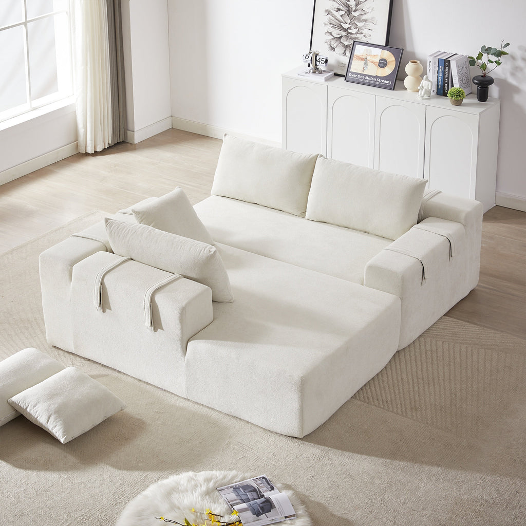 Modern Chenille Upholstered Sectional Sofa Couch Set,Modular 108' L Shaped Sectional Living Room Sofa Set With 6 Pillows,Free Combination Sofa Couch for Living Room,Bedroom
