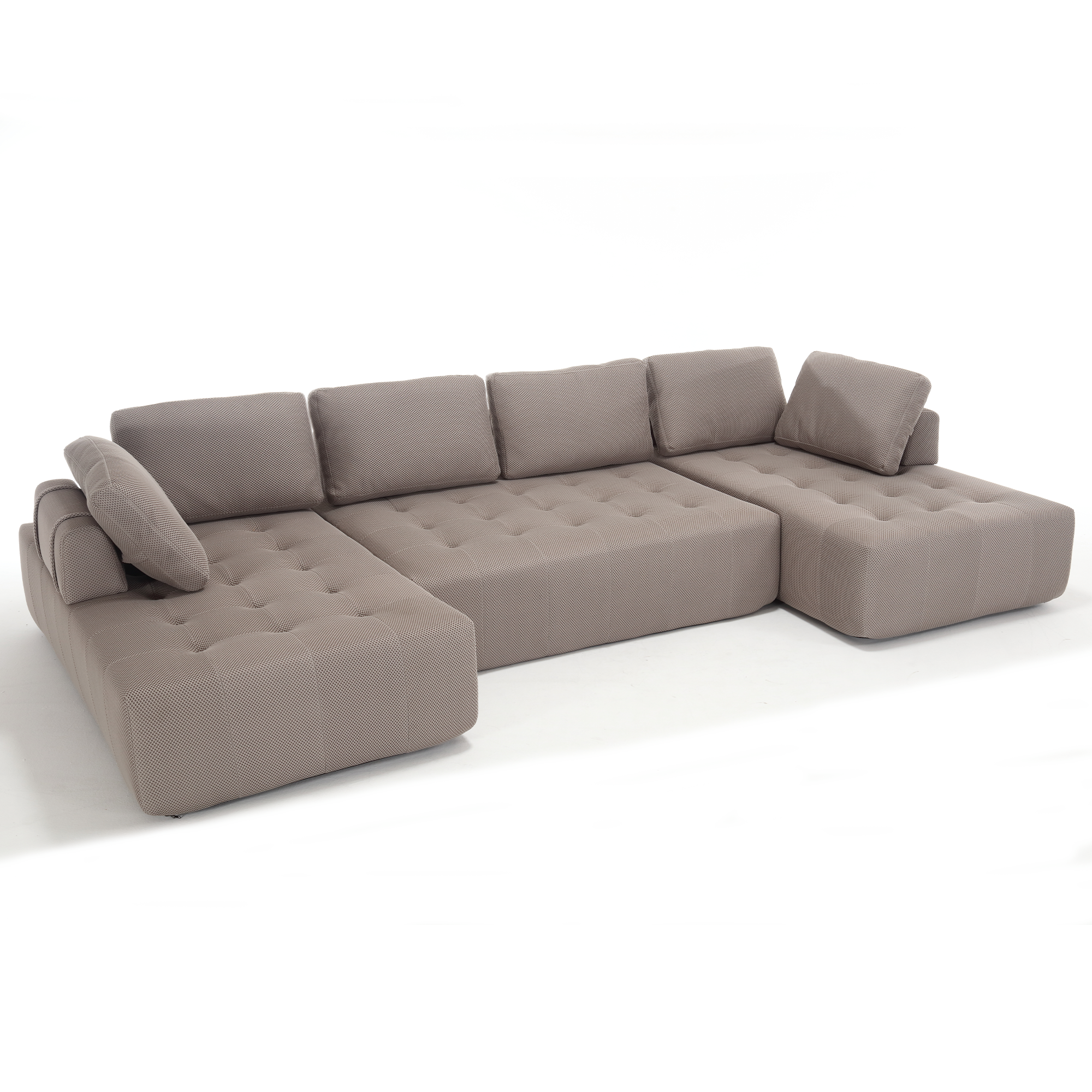 [NEW ARRIVED] [VIDEO PROVIDED]138.5 'Modular Combination Sofa, U-shaped Sofa, Living Room, Apartment, Upholstered ,6-seat Sofa, Free Combination Sofa (Mesh Fabric), Breathable Fabric, Gray