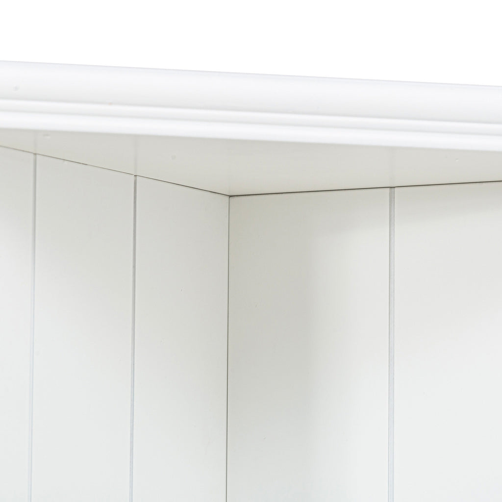 Retro Style Wall Suit with Glass Doors, 75.25'' Tall Display Cabinets & Triangle Sided Bookshelves, White