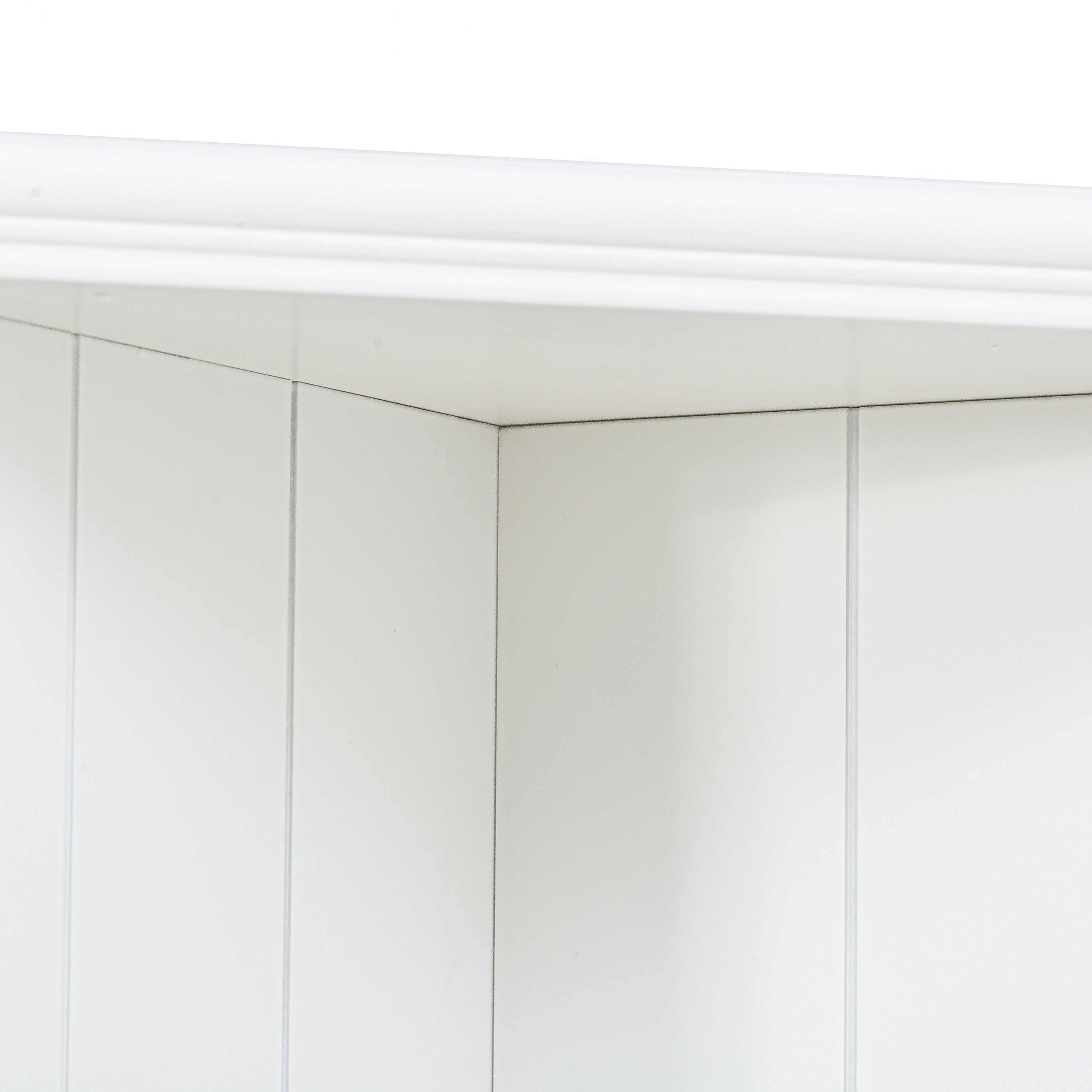 Retro Style Wall Suit with Glass Doors, 75.25'' Tall Display Cabinets & Triangle Sided Bookshelves, White