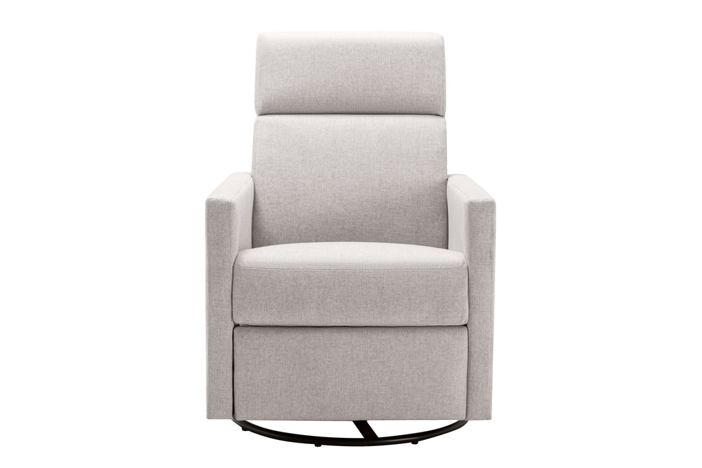 Modern Upholstered Rocker Nursery Chair with Plush Seating, Tan Linen, Swivel Recliner