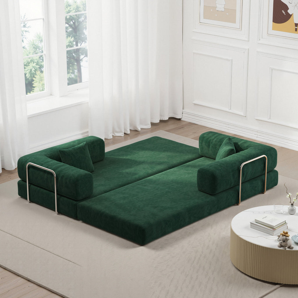 78.8inch  Modular Sectional Sofa, Convertible Pudding Block Sofa, Floor Standing Sofa Bed Arm Comfort Sofa Bed, Compression Sofa for Living Room and Bedroom -  (Green)