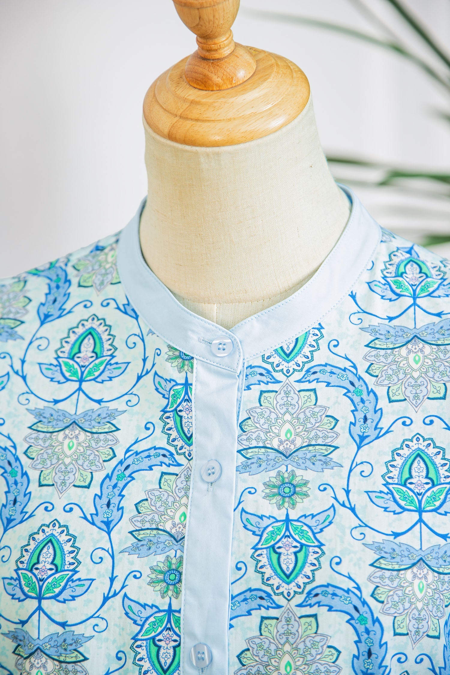 Paisley Long Puff Sleeve Buttoned Shirt