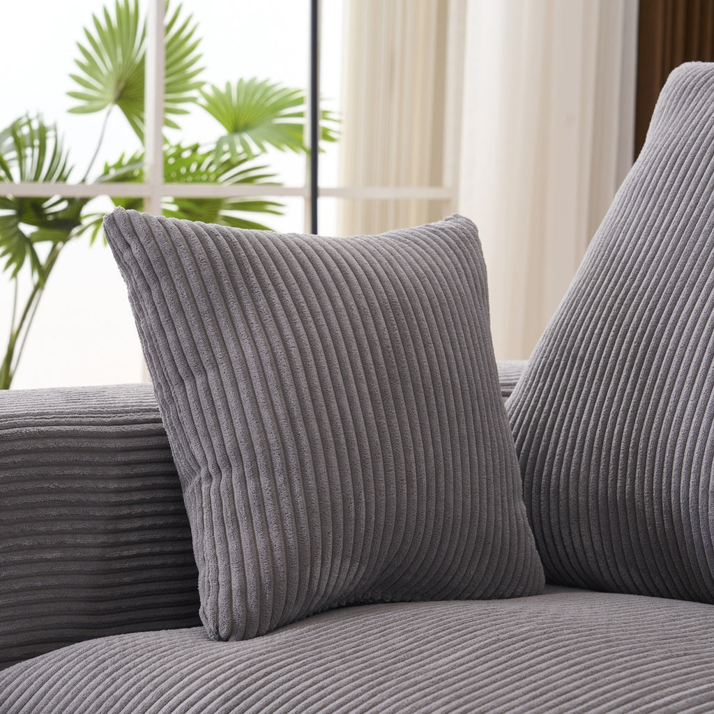 Modern U-shaped 6-seat Upholstered Sleeper Sofa with Console, Cupholders, USB Ports, Gray Corduroy