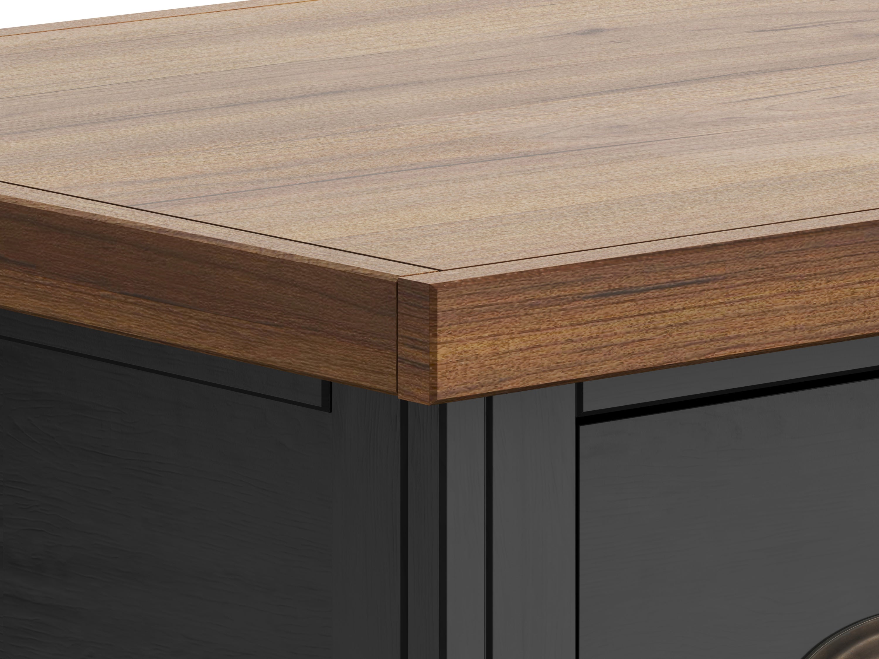 53 inch Writing Desk, No Assembly Required, Black and Whiskey Finish