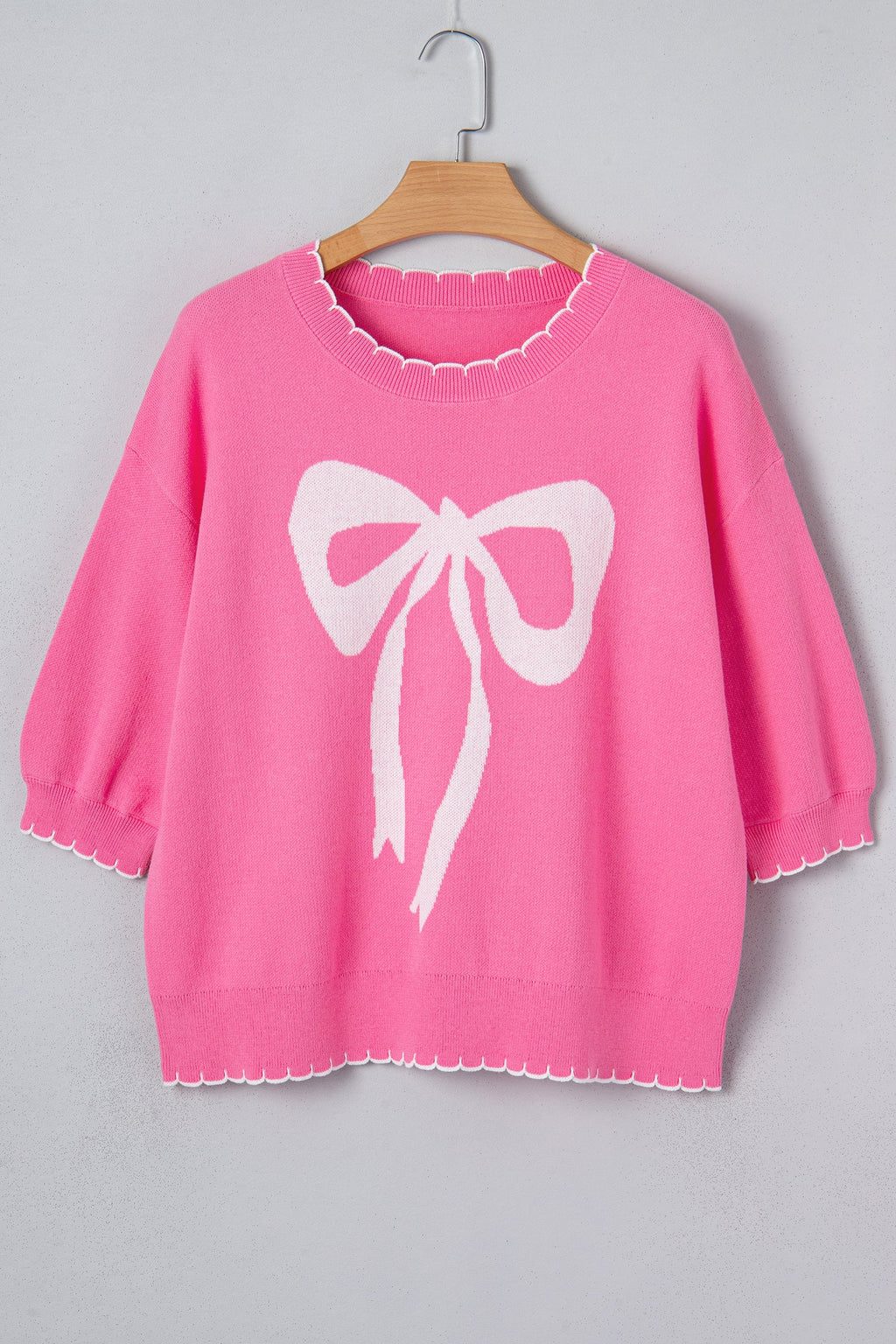 Big Ribbon Bow Contrast Stitch Sweater