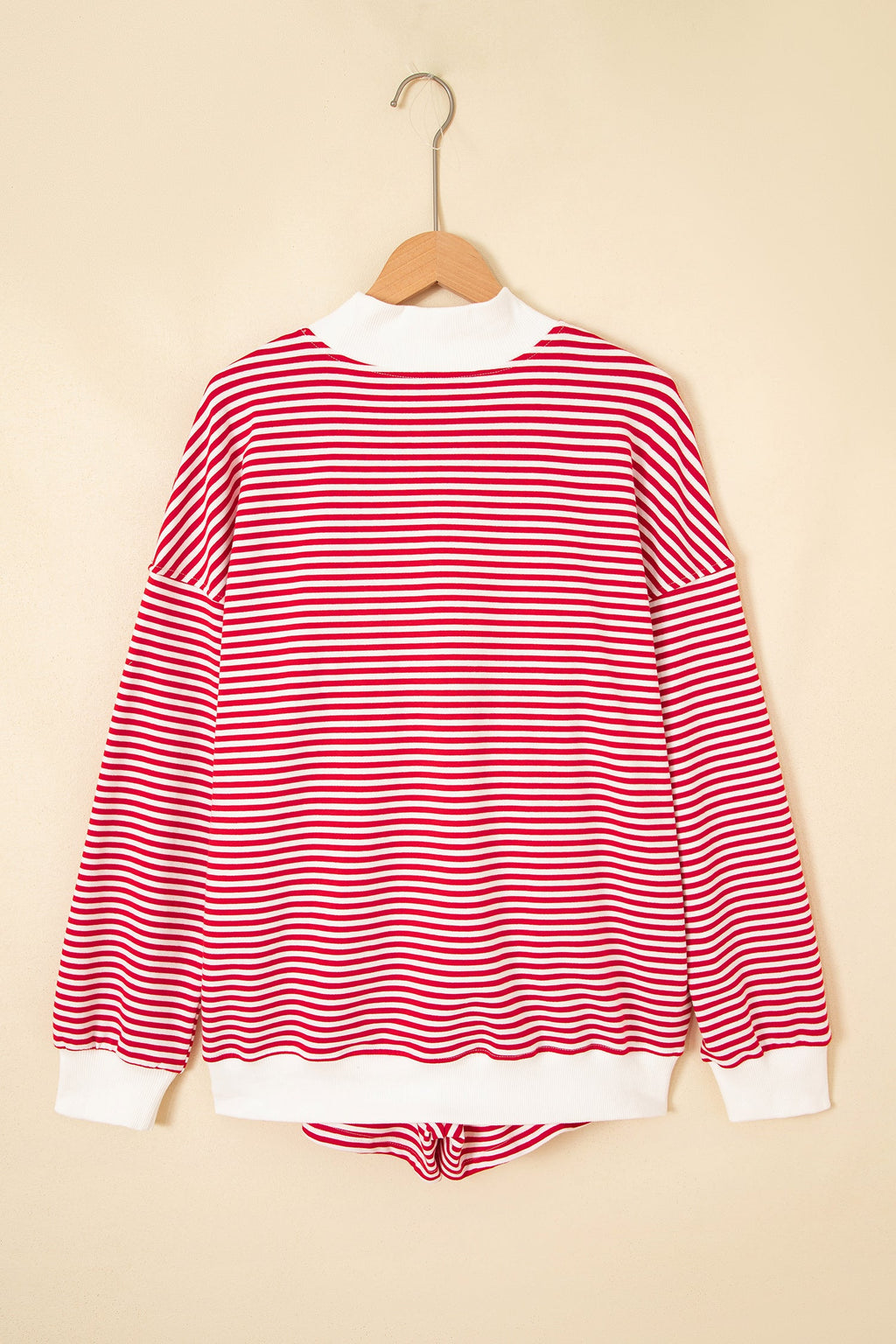 Stripe Oversized Mock Neck Sweatshirt & Shorts Set