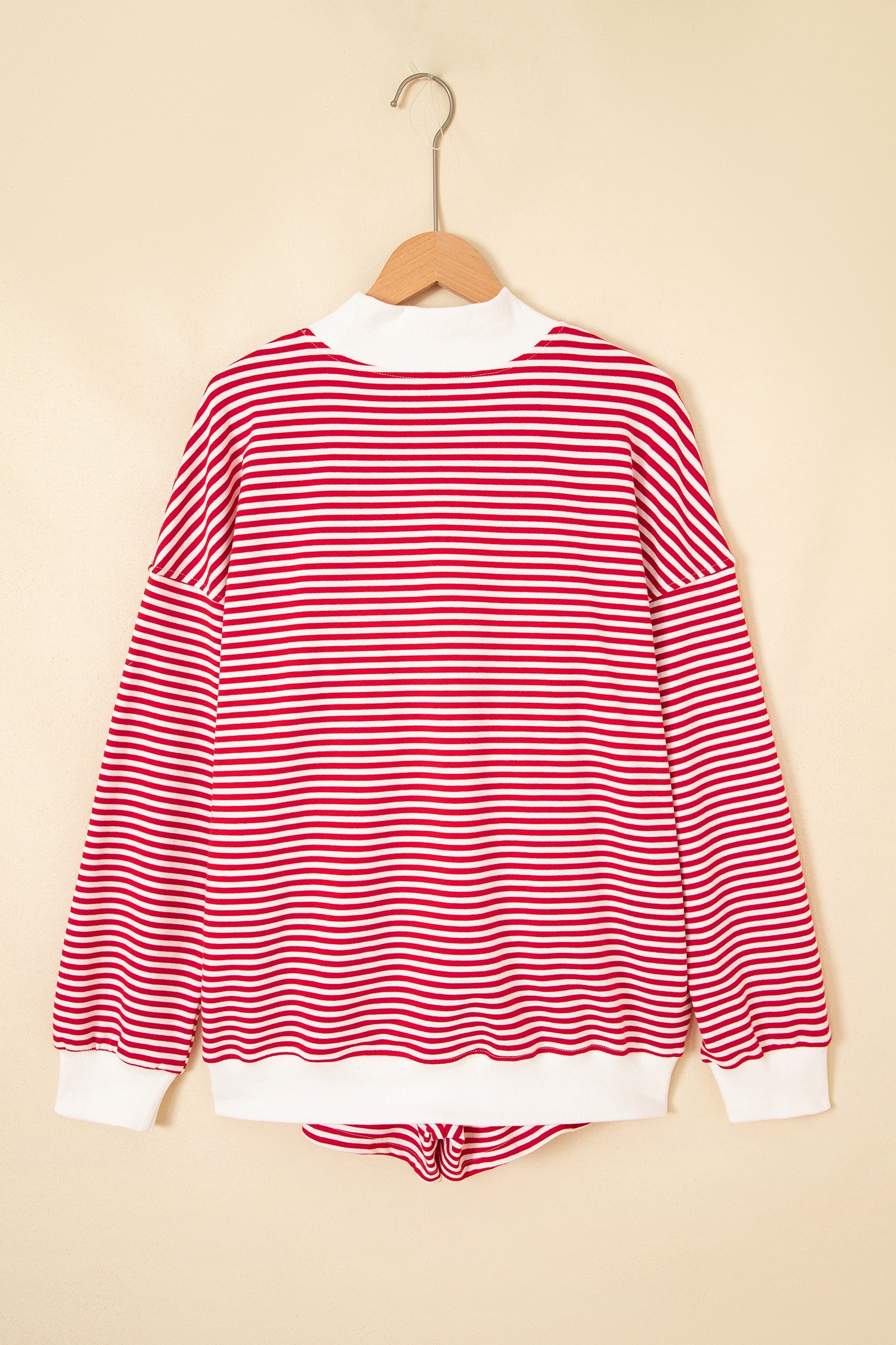 Stripe Oversized Mock Neck Sweatshirt & Shorts Set