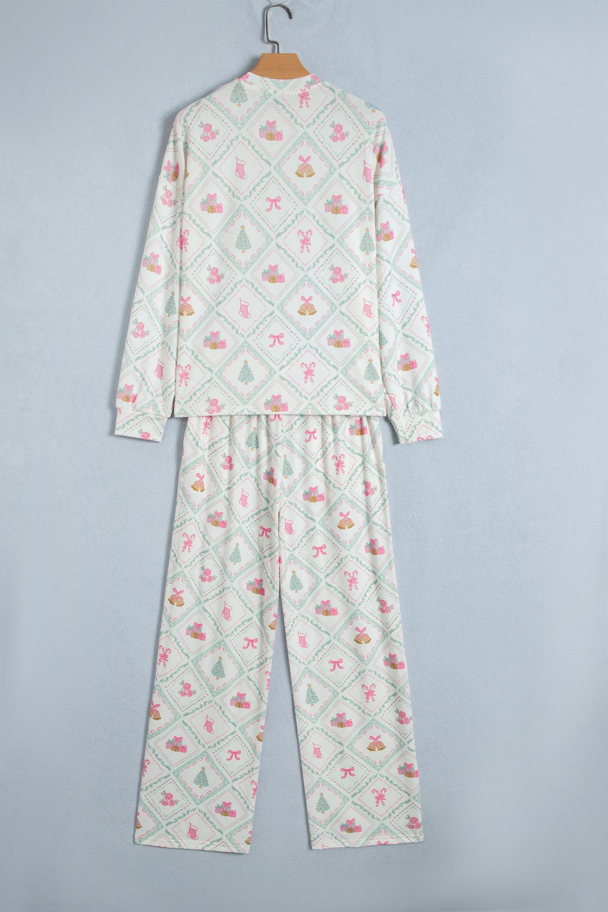 Christmas Patchwork Henley Top & Pant Pajama Set