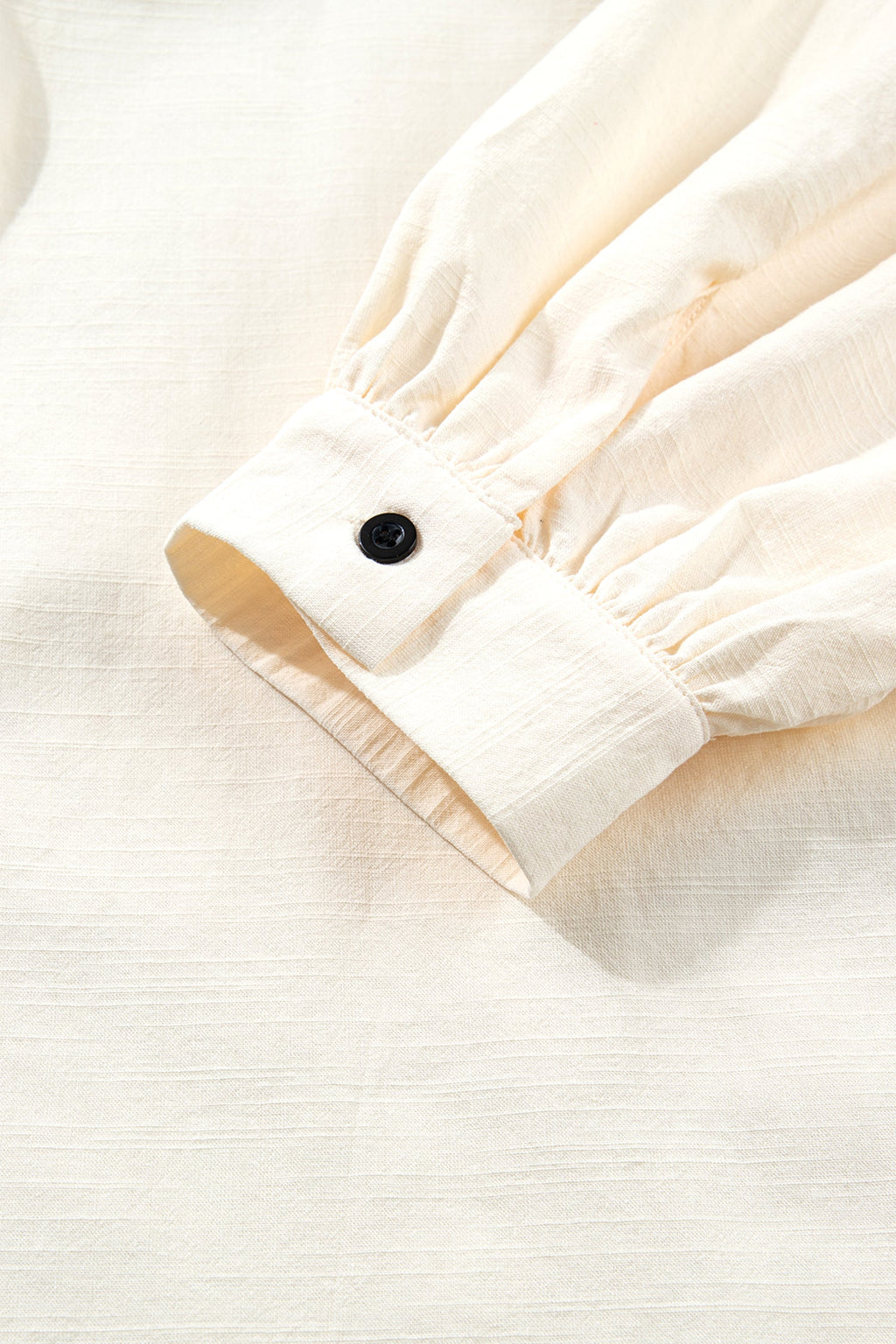 Contrast Trim Buttoned Long Puff Sleeve Shirt