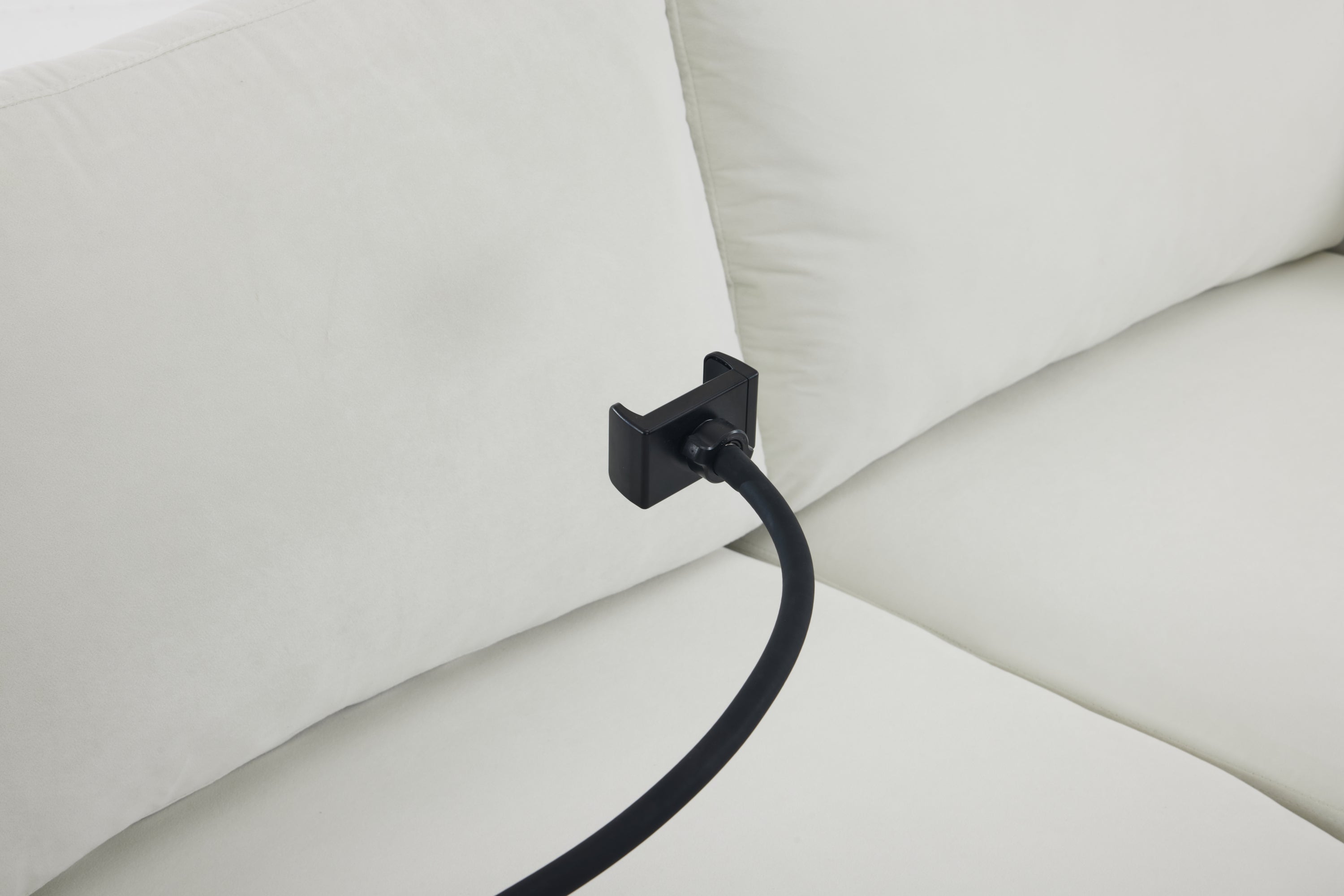 Pull-out sofa bed, chenille material, pull-out queen sofa bed, with USB charging, mobile phone holder, memory sofa, removable and washable cushions, suitable for living room, bedroom, apartment, white