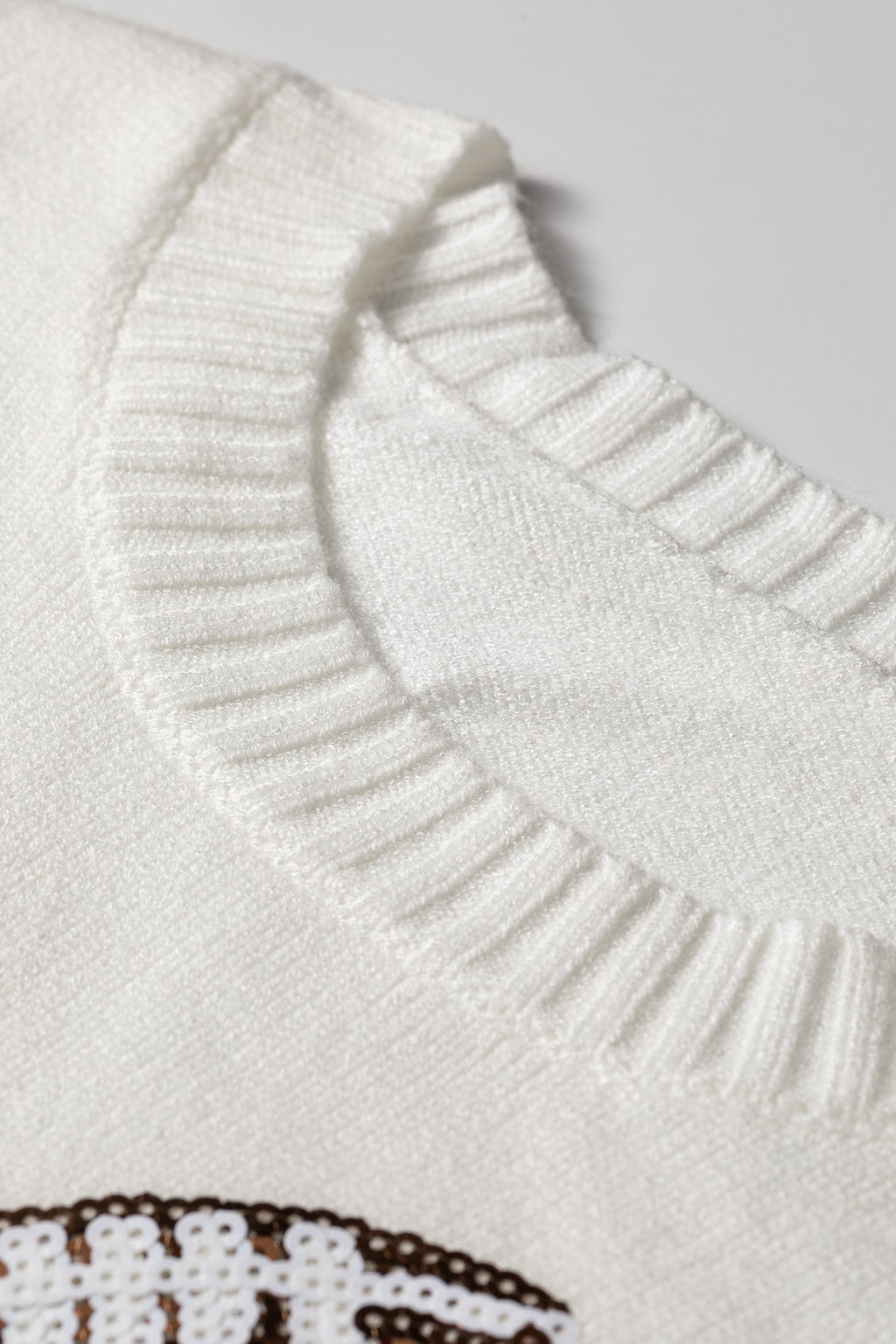 Football Sequin Round Neck Long Sleeve Sweater
