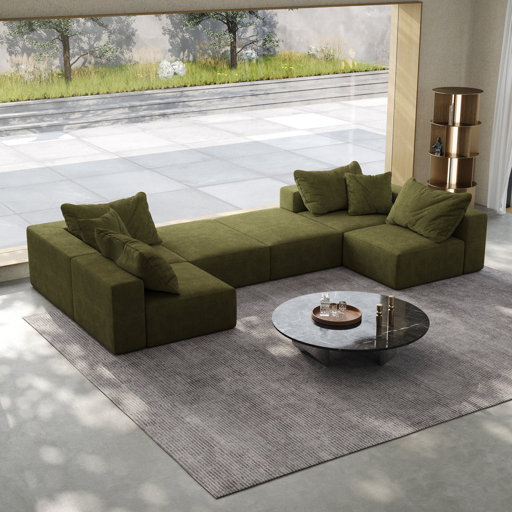 Oversized sponge cloud sofa,Modern Upholstered Sectional Sofa Couch Set,Modular 162' L Shaped Sectional Living Room Sofa Set With 6 Pillows,Free Combination Sofa Couch for Living Room,BedroomWF055