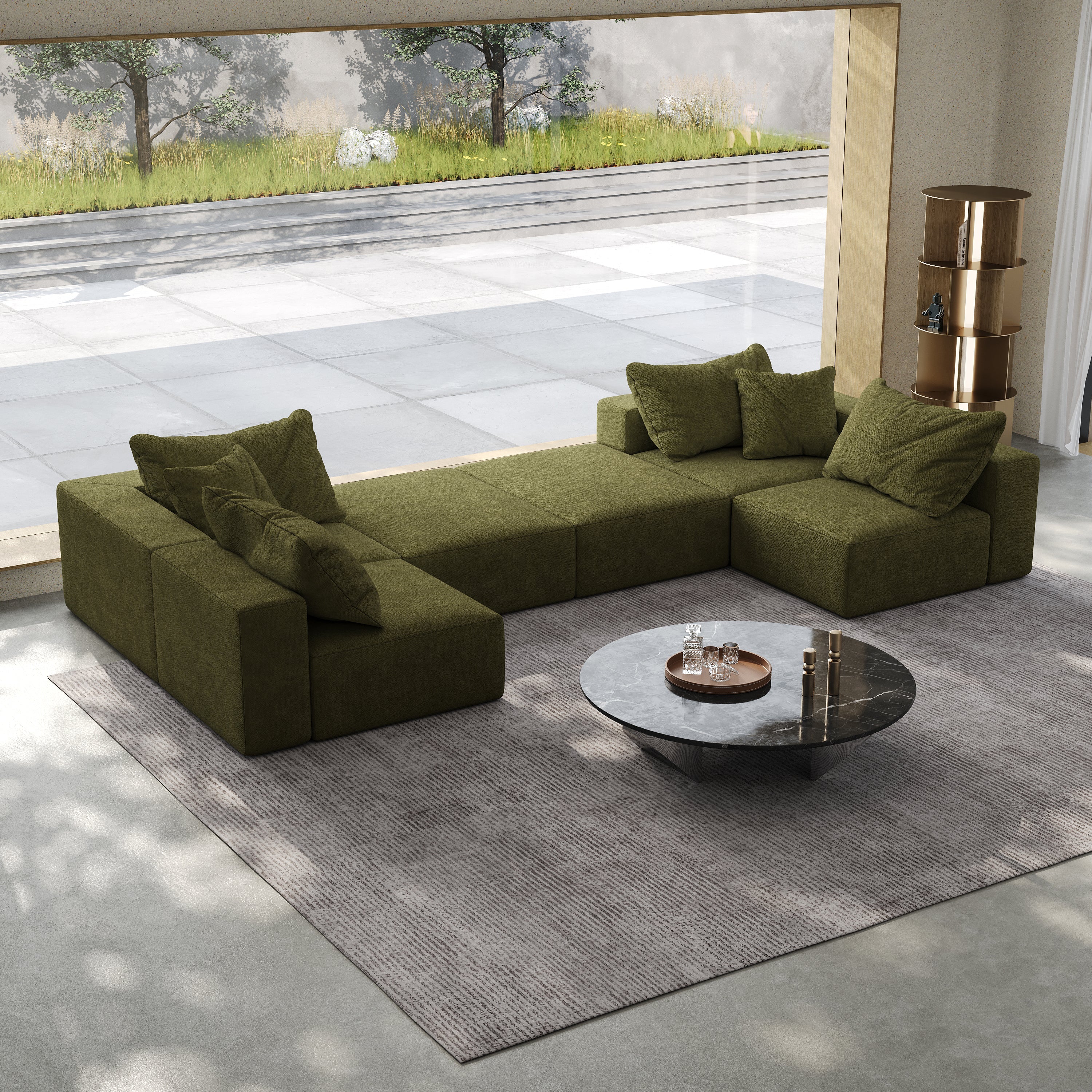 Oversized sponge cloud sofa,Modern Upholstered Sectional Sofa Couch Set,Modular 162' L Shaped Sectional Living Room Sofa Set With 6 Pillows,Free Combination Sofa Couch for Living Room,BedroomWF055
