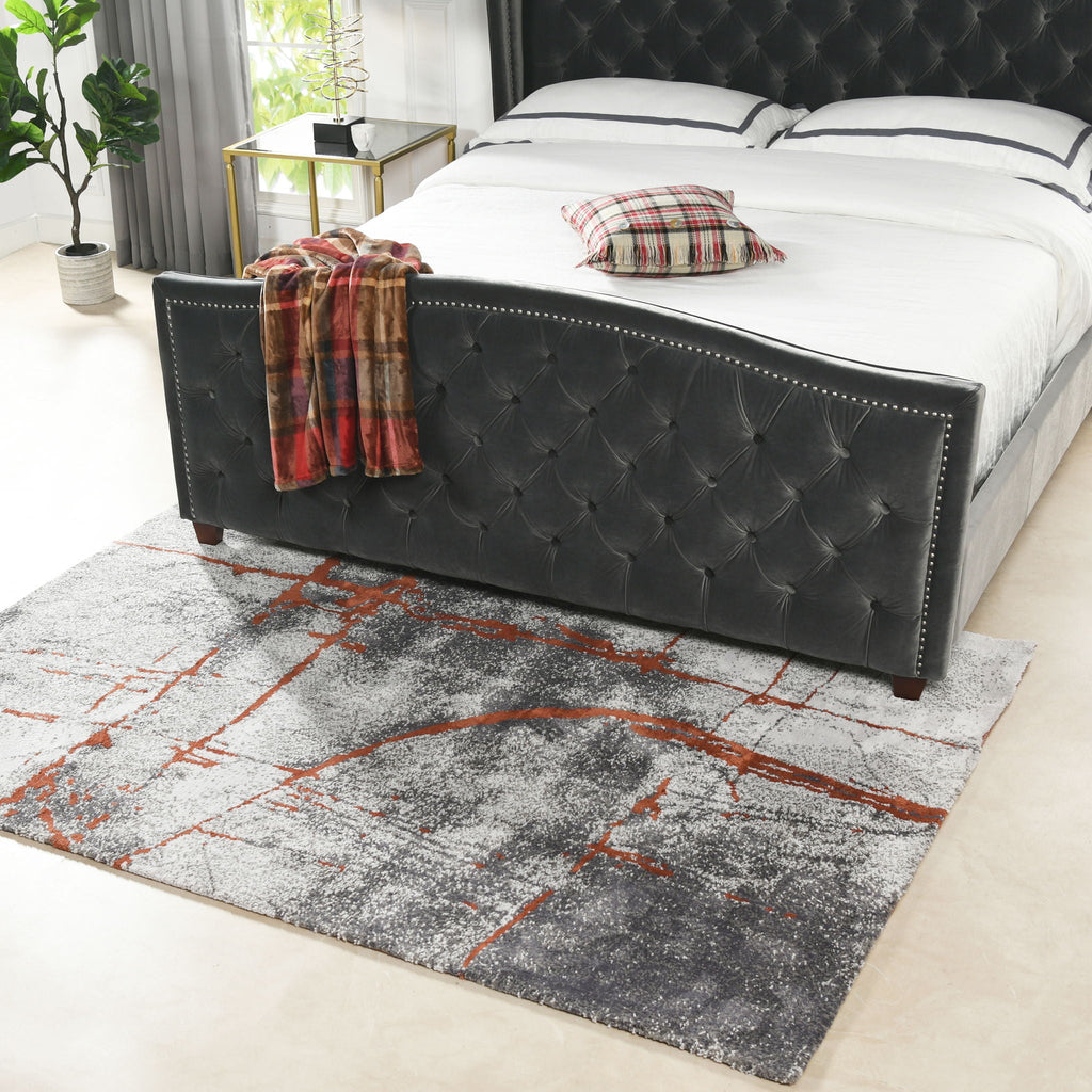 Quarry - 5' X 6.5' Abstract Area Rug - Gray / Orange