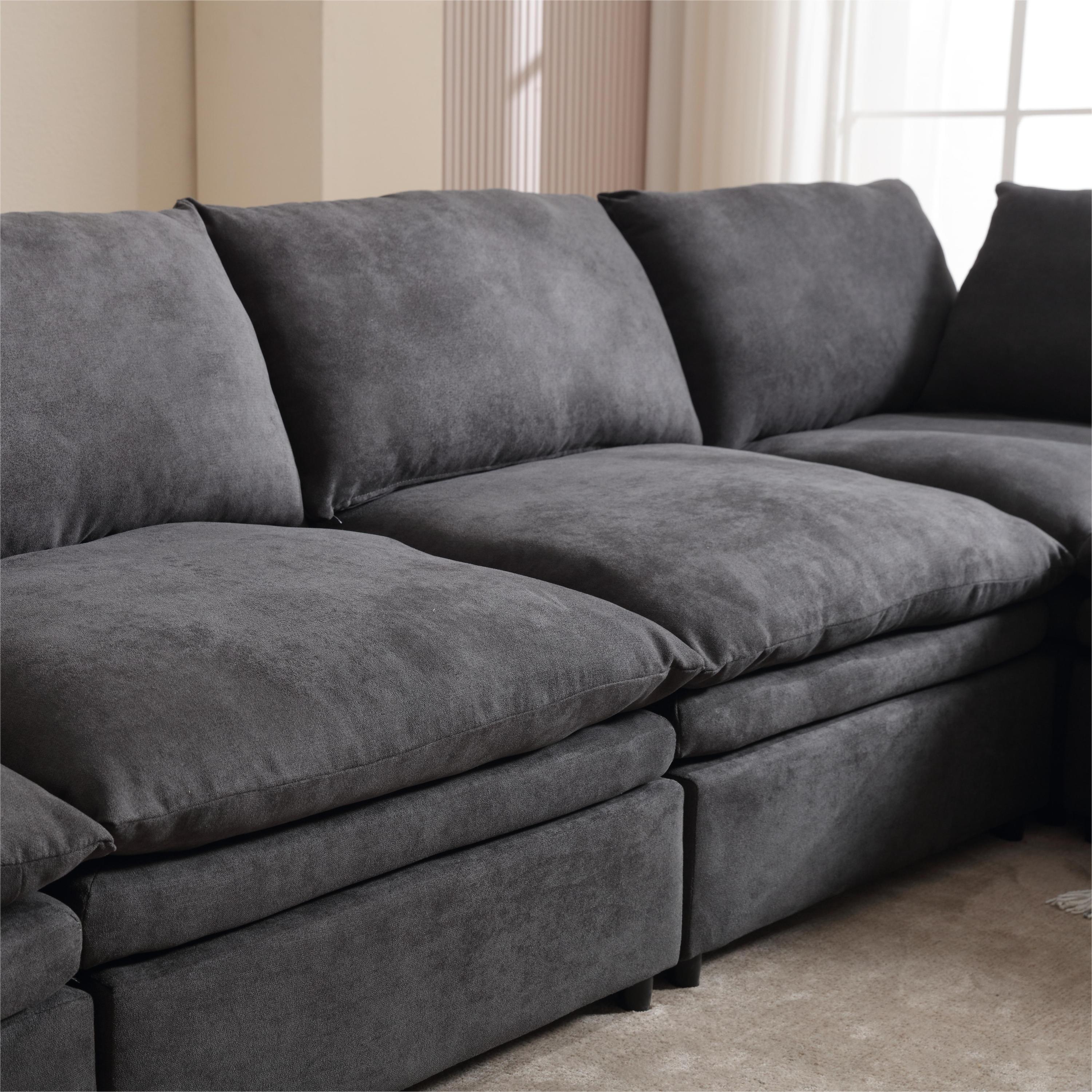 [ PACKAGING NEW UPGRADE]   [VIDEO PROVIDED]Modern U-shaped Sectional Sofa ,5-seat  Sofa ,Sleeper Sofa Couch with Chaise Lounge for Living Room,Apartment,Upholstered,Polyester,New upgrade,Dark Gray