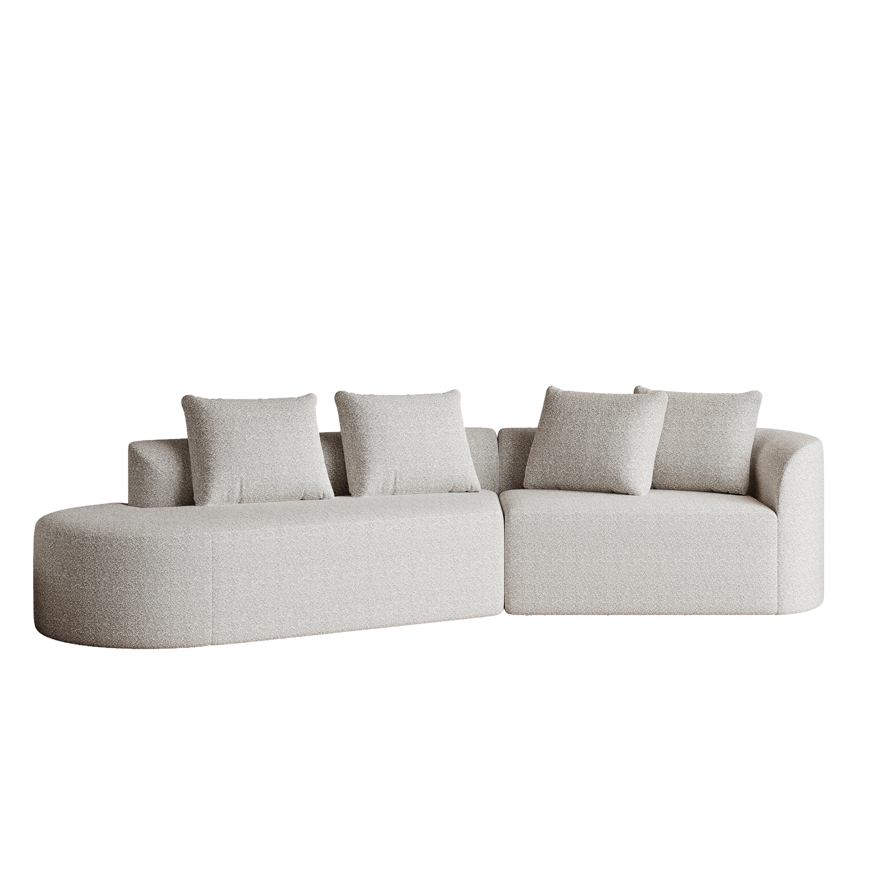 Modern Upholstered Oversized Sectional Sofa, 112-Inch Chenille 4-Seater Extra Deep & Wide Seat Curved Cloud Couch with 4 Throw Pillows, Free Combination Sofa Couch for Living Room,Bedroom