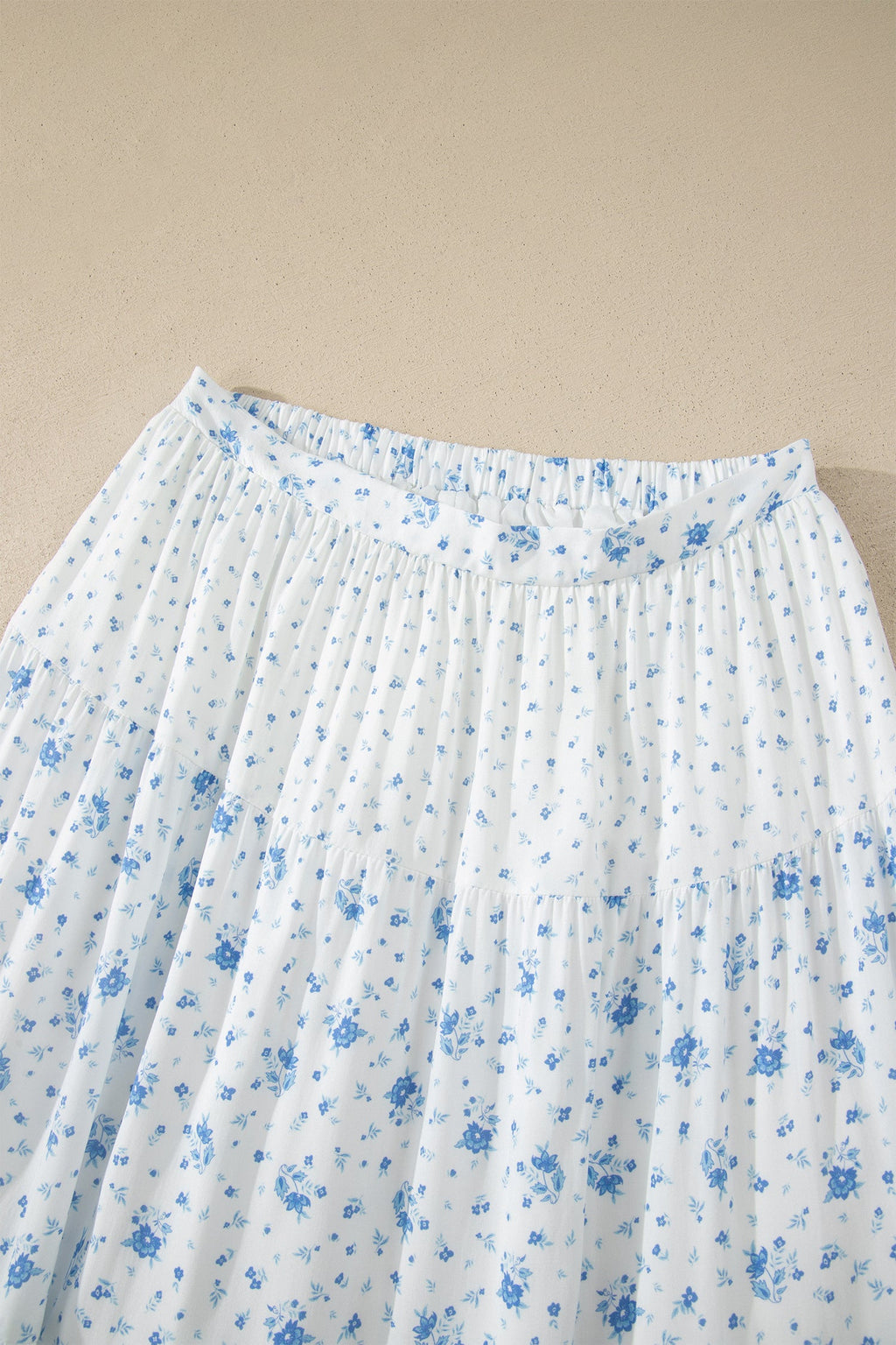 Floral Patchwork High Waist Tiered Maxi Skirt