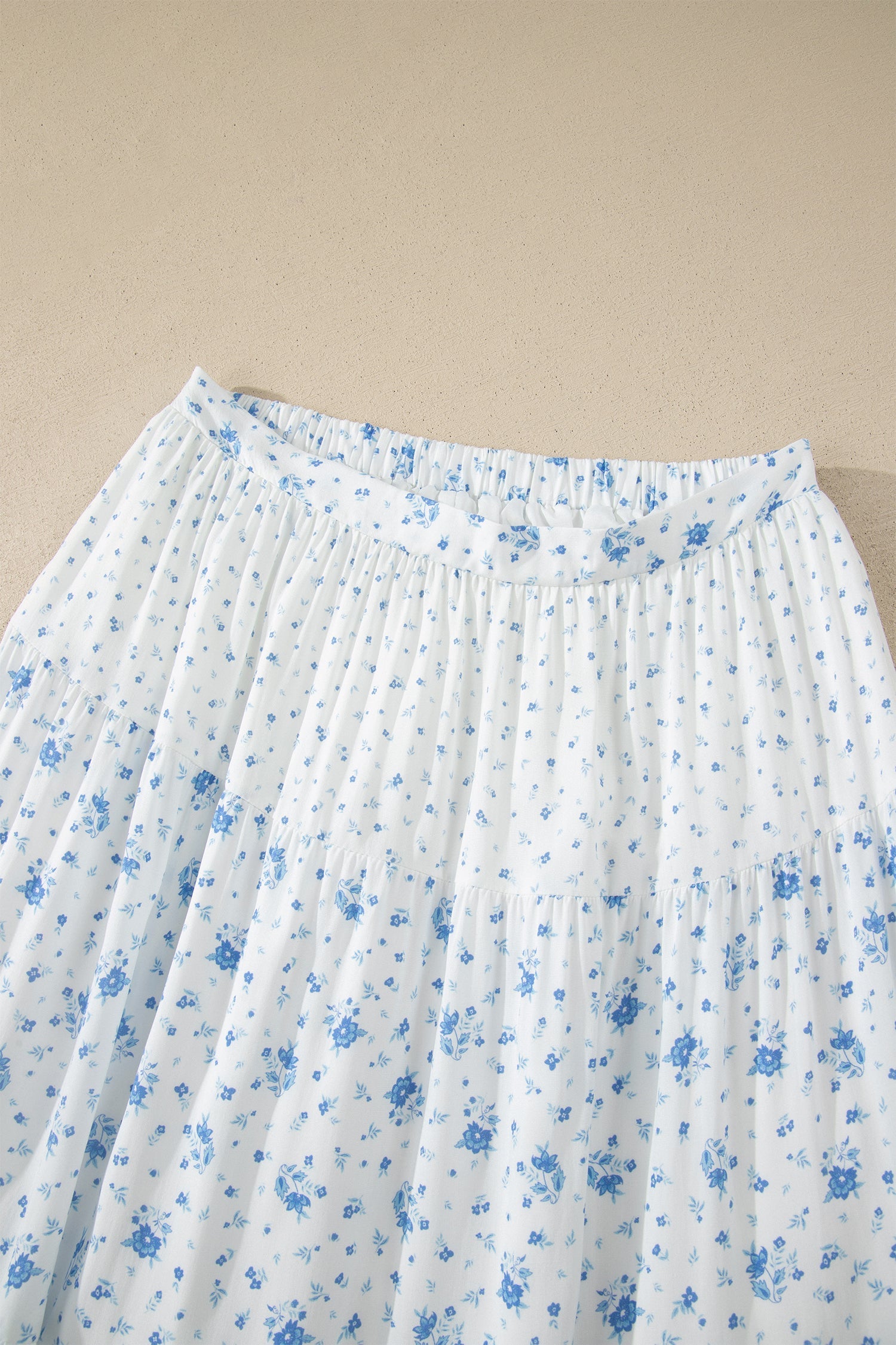 Floral Patchwork High Waist Tiered Maxi Skirt