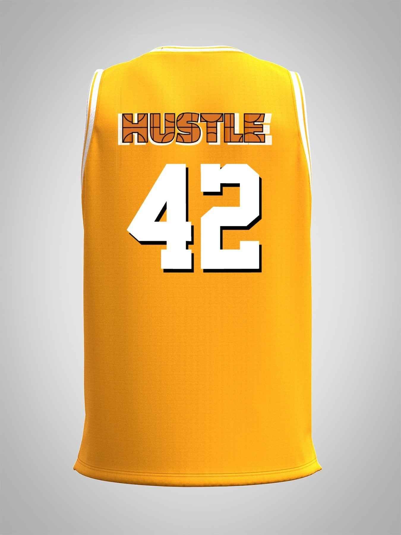 Hustle 42 Adult Yellow Basketball Jersey | Ships From USA
