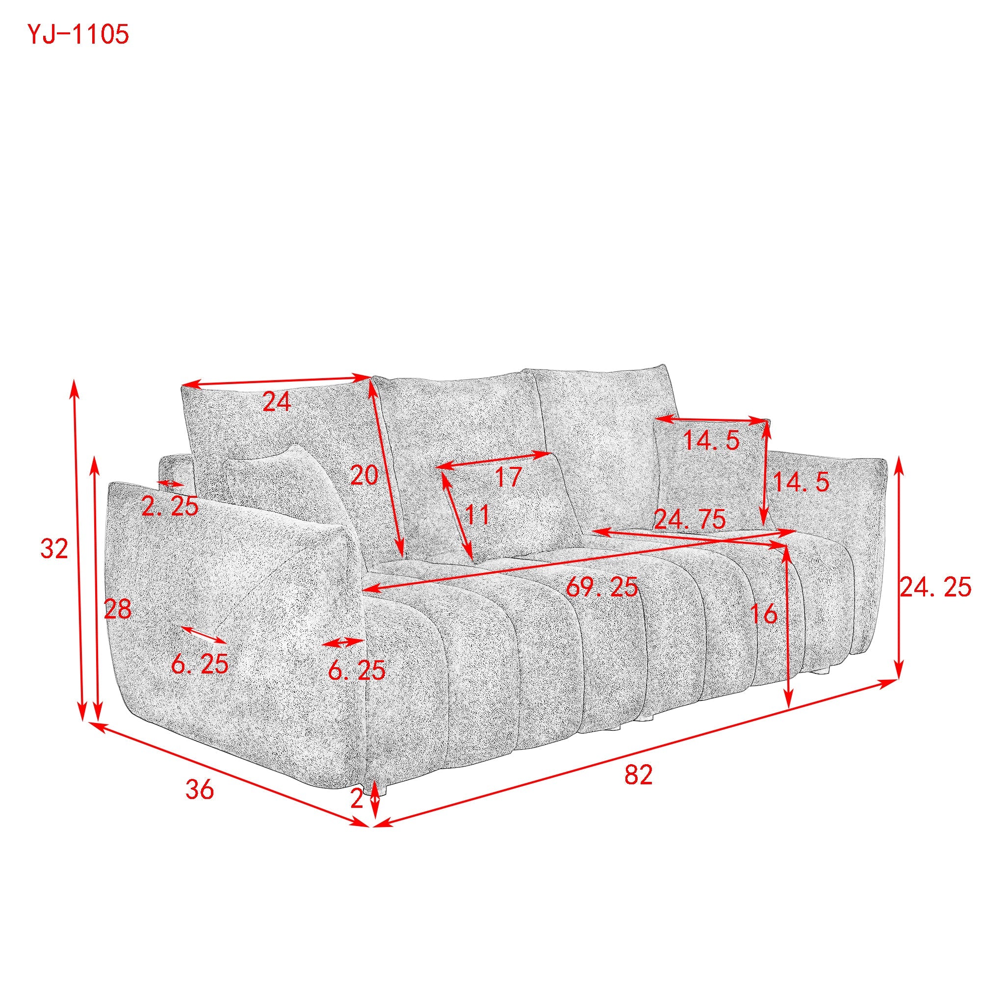 [video]MH 82' Premium Teddy fabric Sofa with 3 Back Pillows and 3 back Cushions Solid Wood Frame 3-Seater Sofa, Oversized Upholstered Chair for Living Room, Bedroom, Apartment and Office